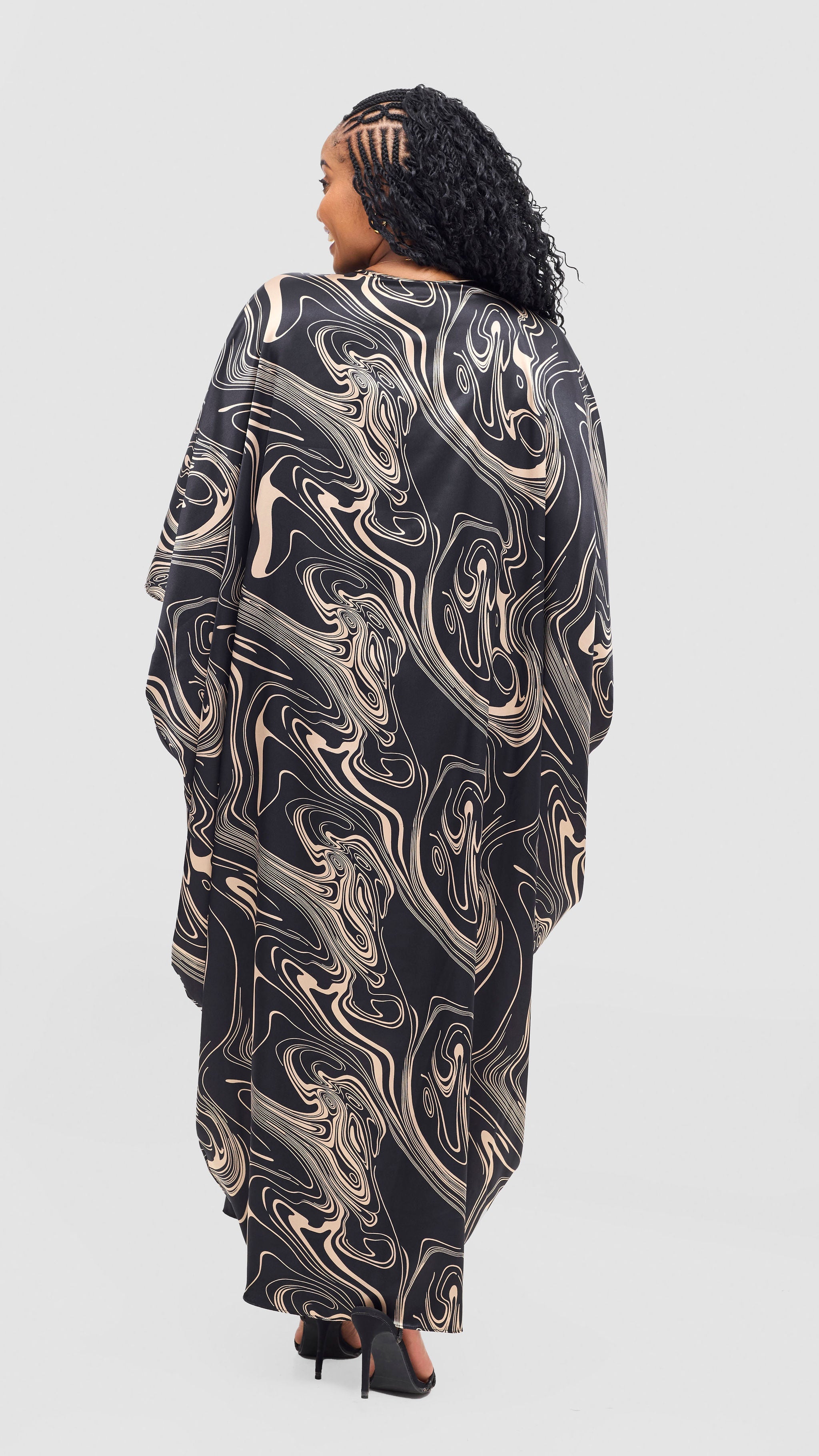 Vivo Lani Maxi Dress - Black / Taupe Print