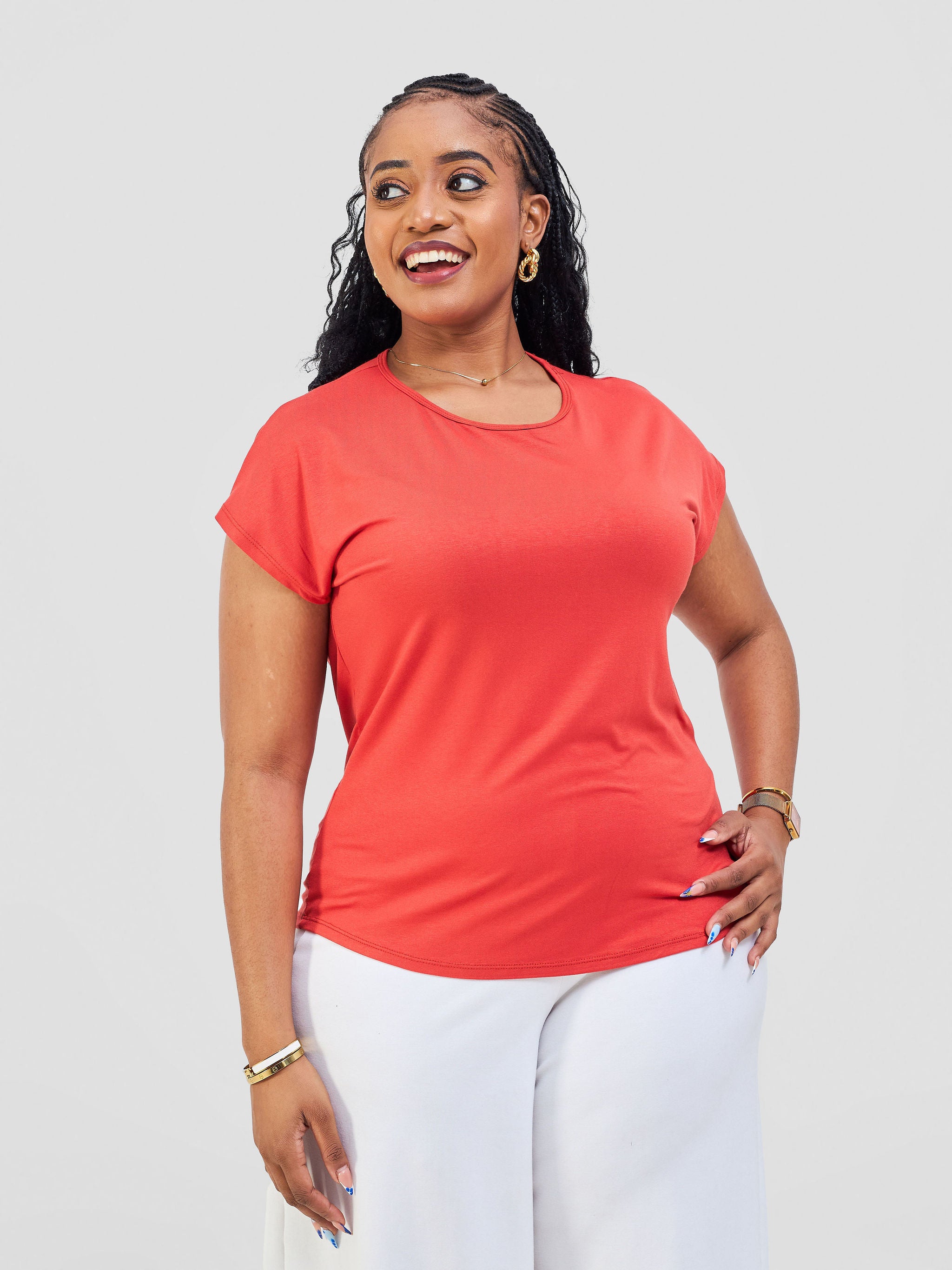 Vivo Basic Drop Shoulder Top - Burnt Orange