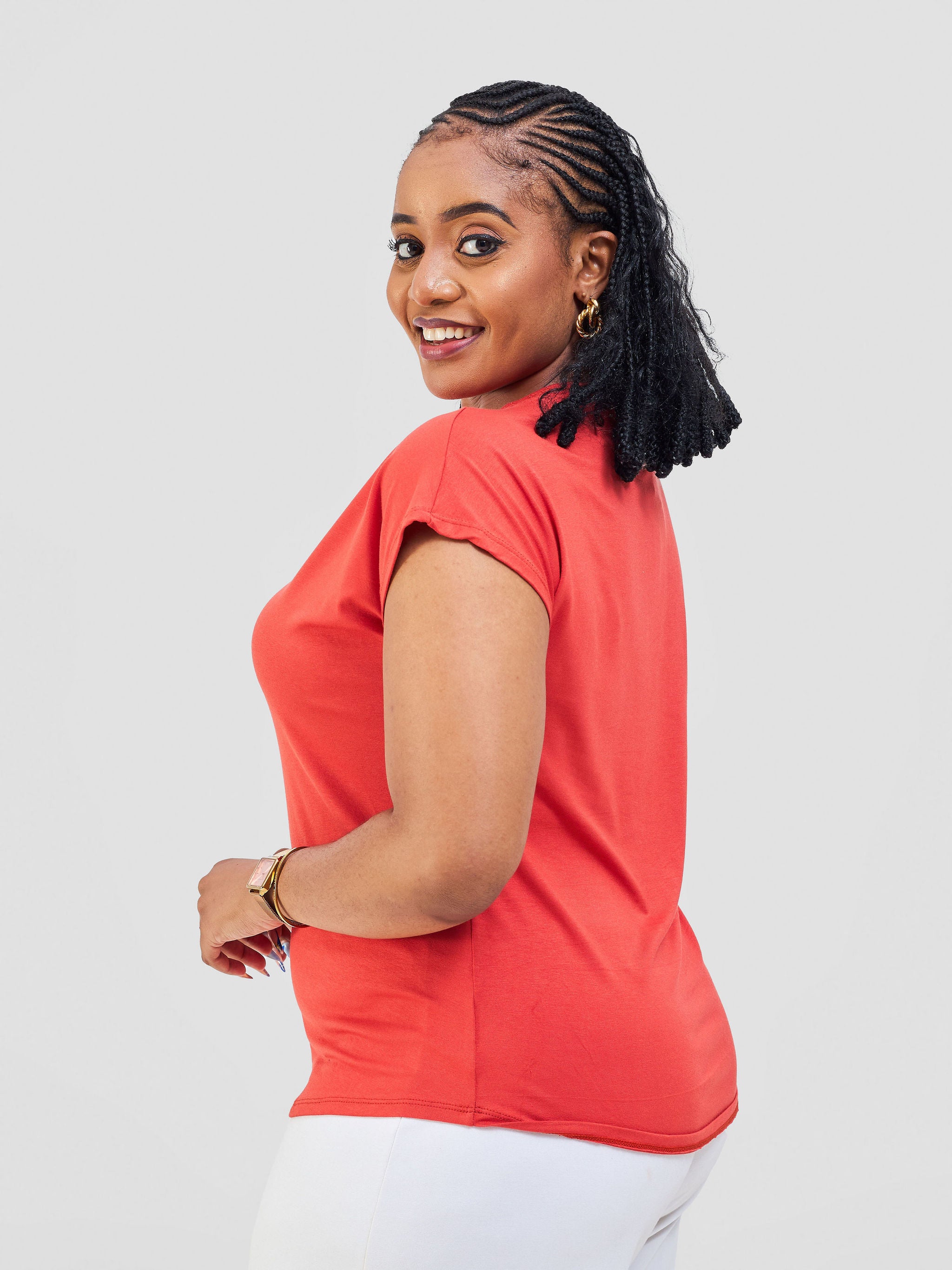 Vivo Basic Drop Shoulder Top - Burnt Orange