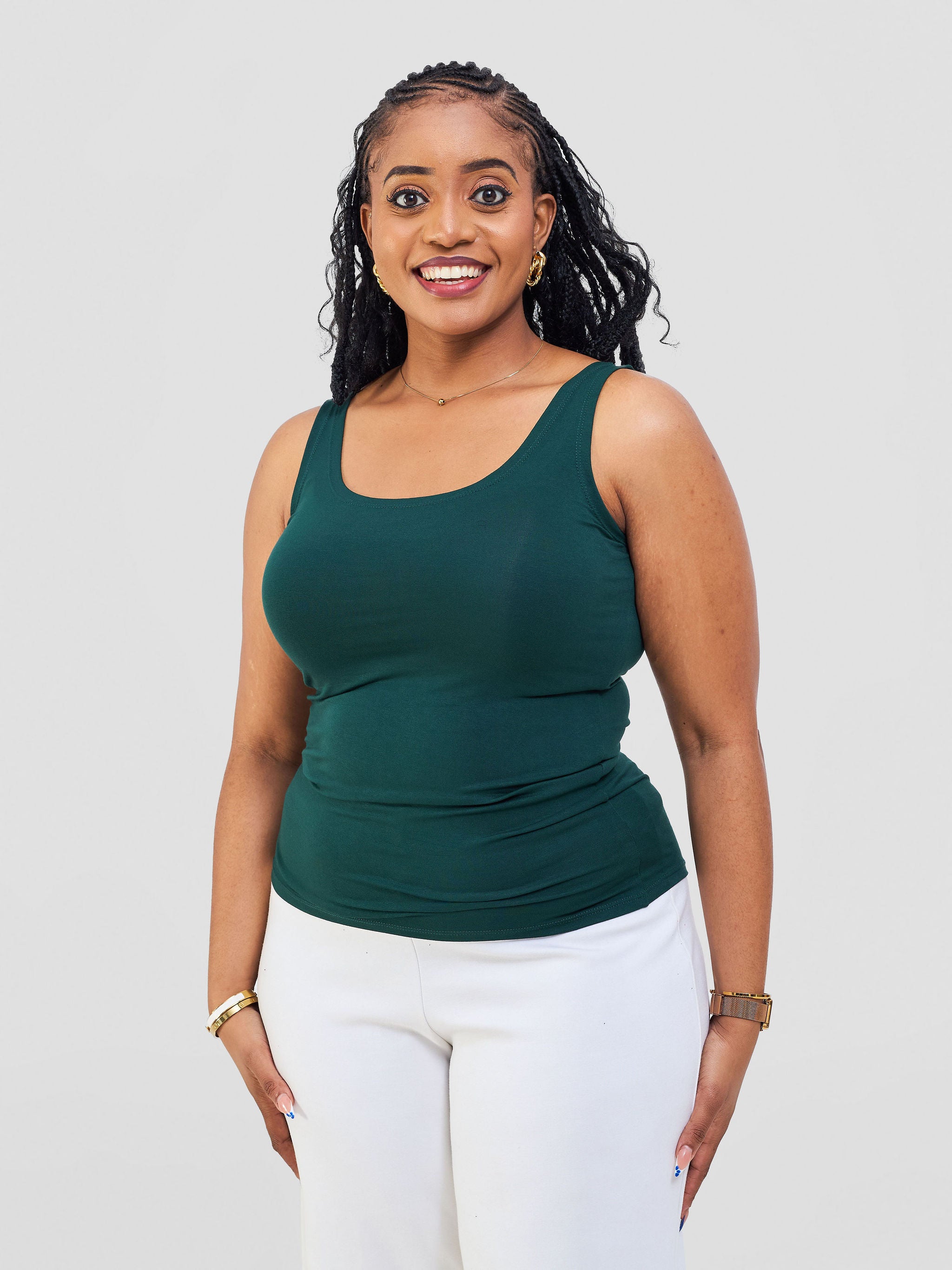 Vivo Basic Drop Shoulder Top - Dark Green