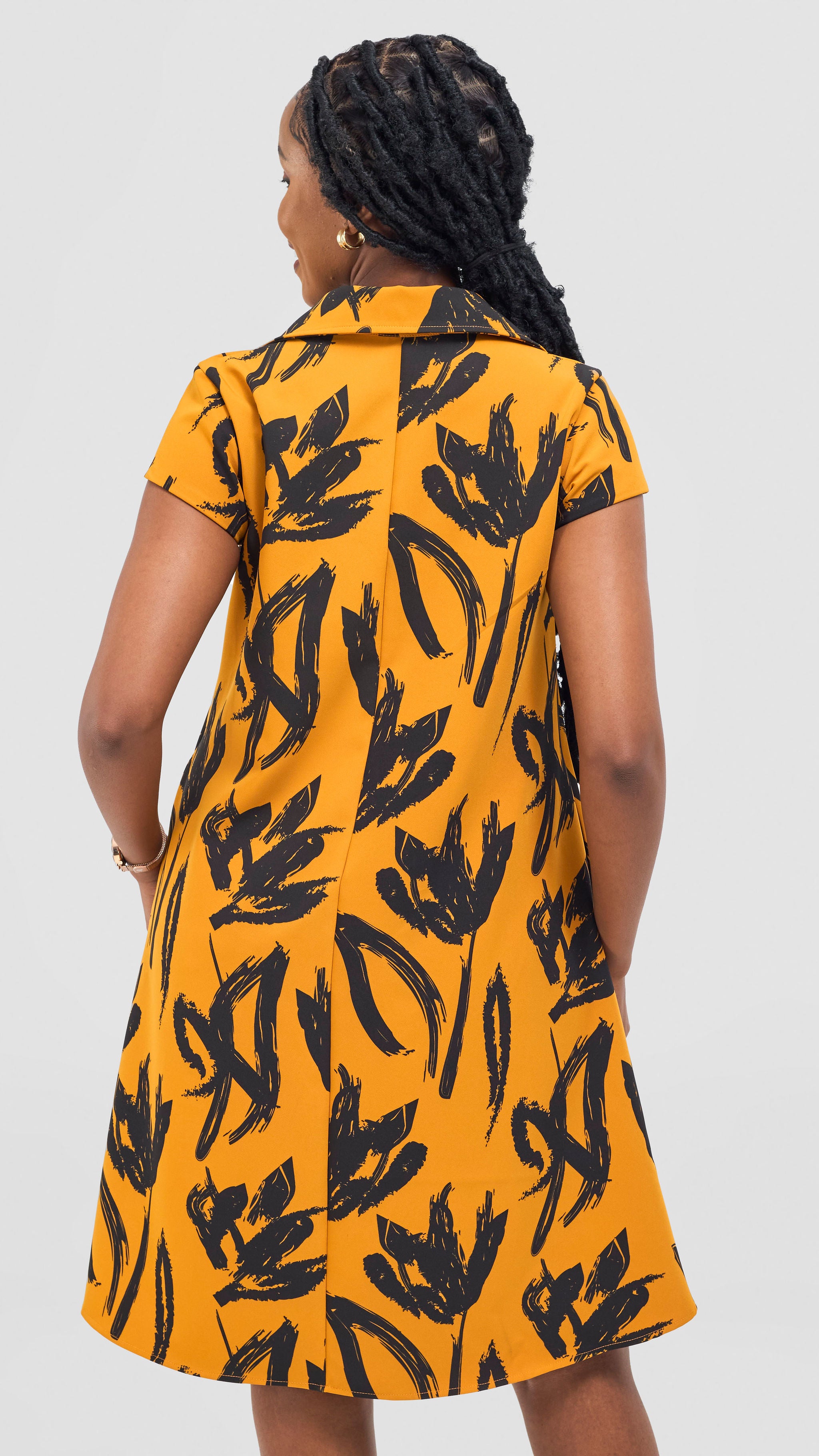 Vivo Mandla Tent Dress - Black / Mustard Ela Print