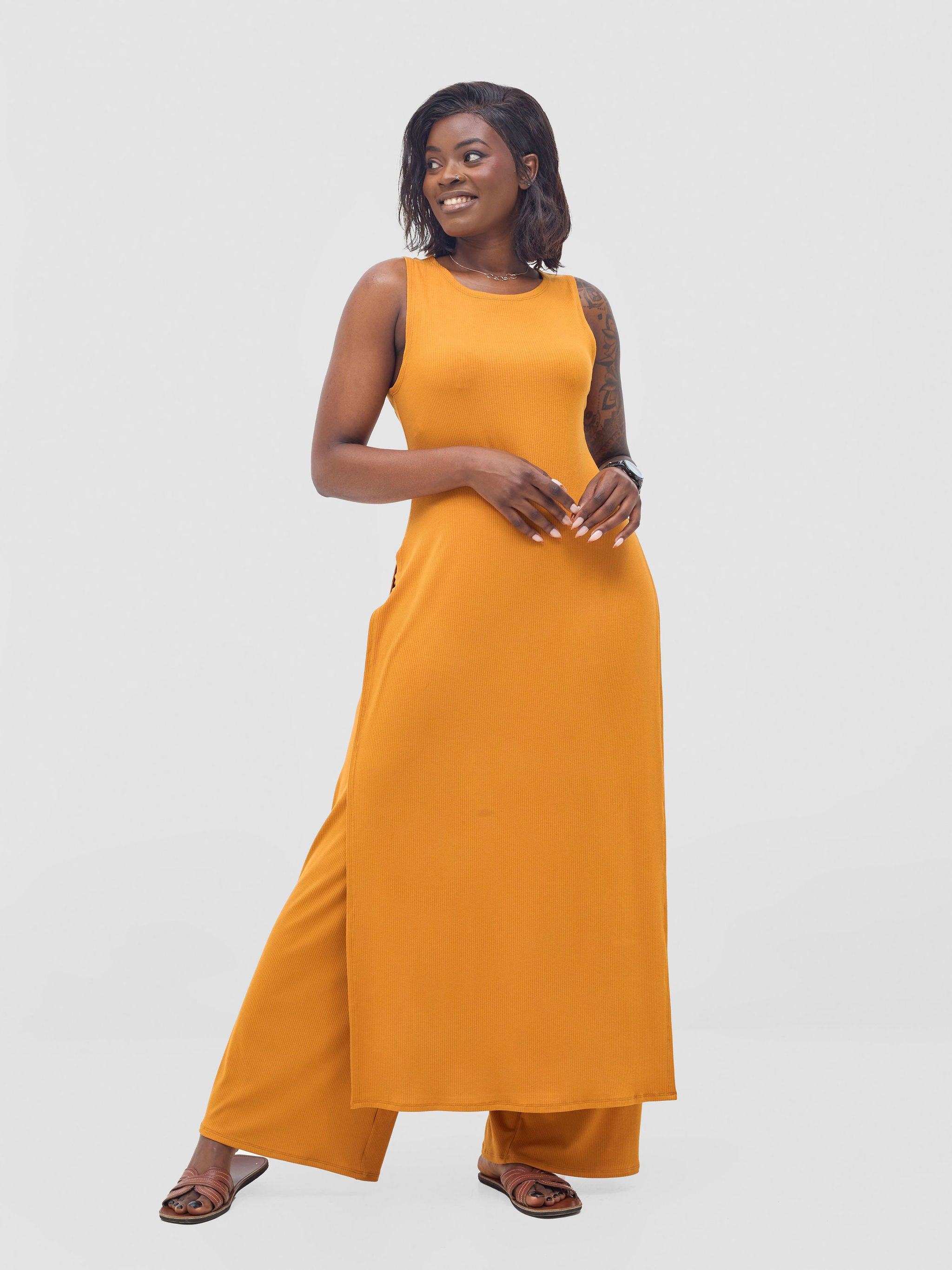 Vivo Safa Pallazo Pants - Mustard