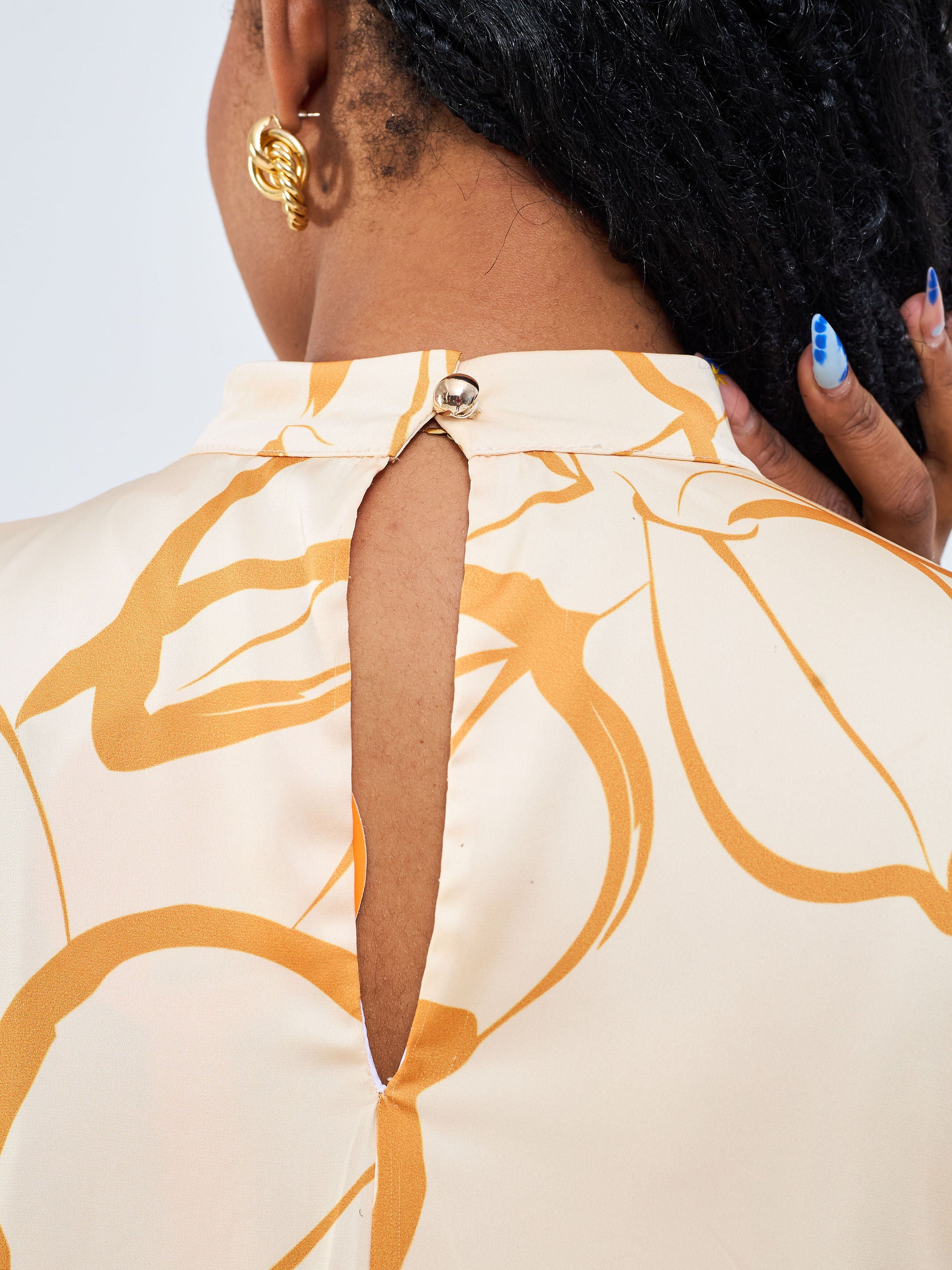 Vivo Thando Mock Neck Maxi Dress - Buttermilk / Mustard Ruvu Print