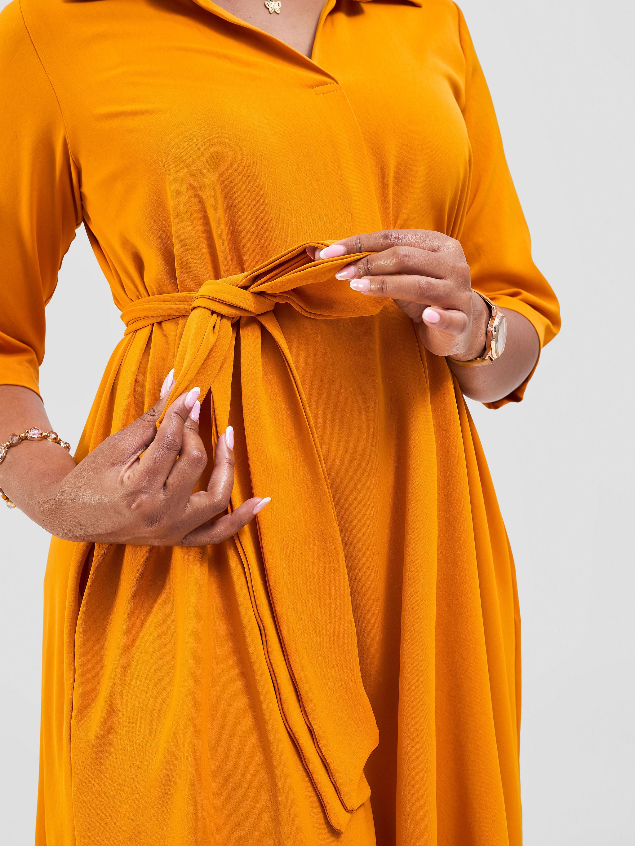 Vivo Yumi High Low Shirt Dress - Orange