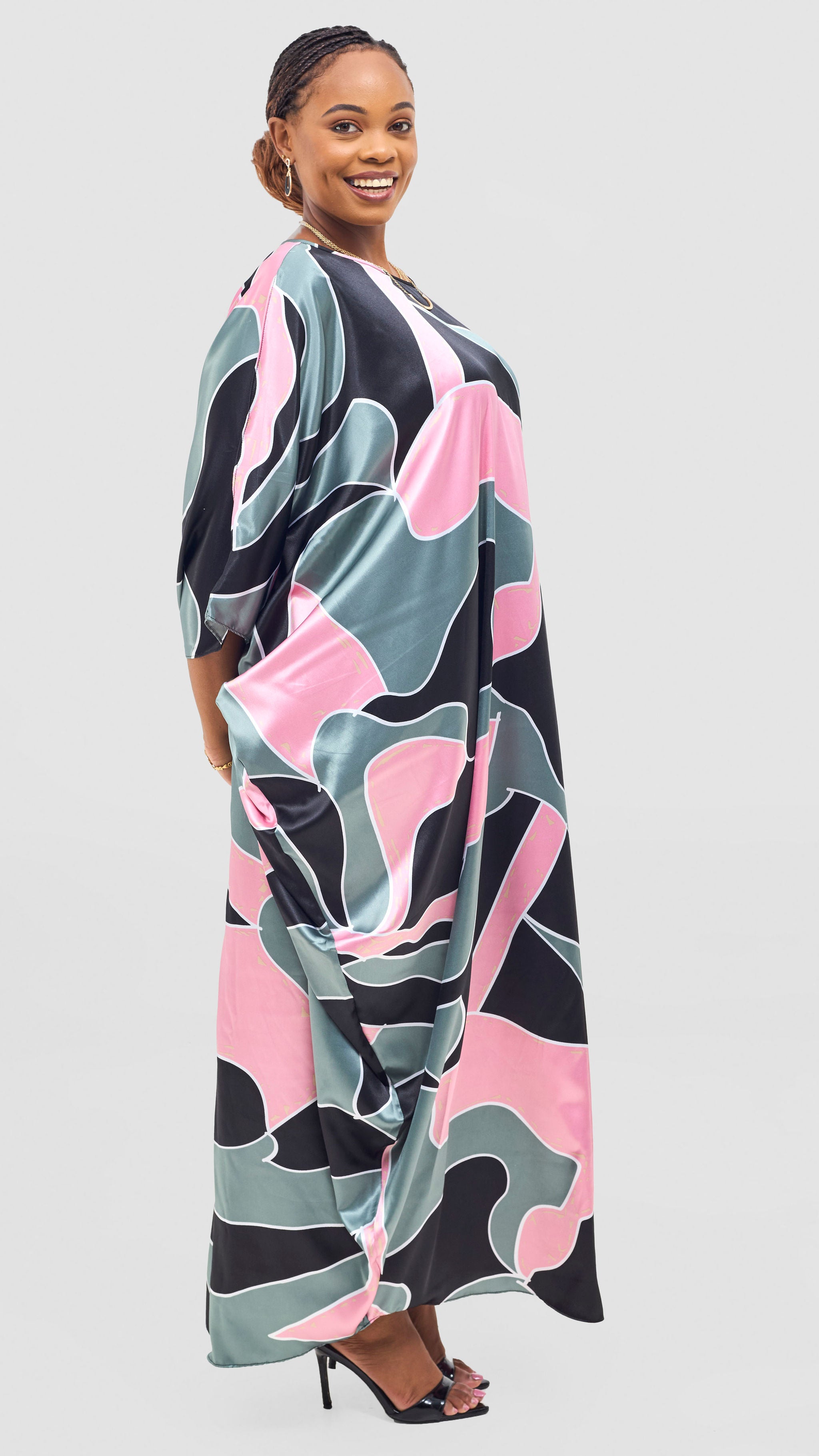 Vivo Lani Maxi Dress - Black / Pink Dato Print