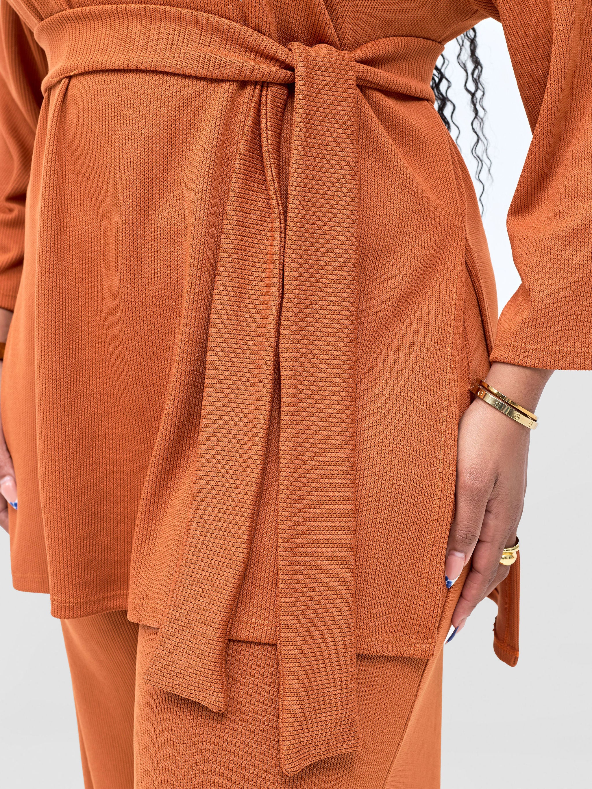 Vivo Rema 3/4 Sleeve Side Slit Tunic Top - Rust