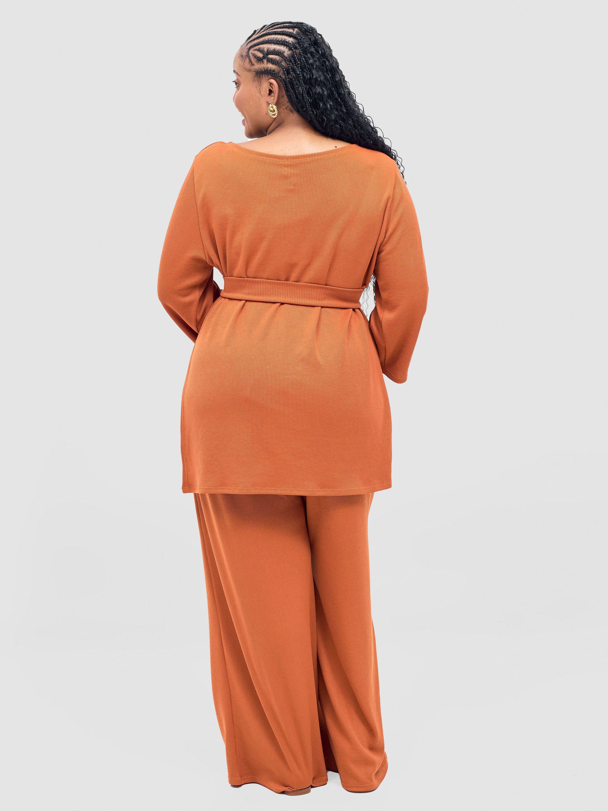 Vivo Rema 3/4 Sleeve Side Slit Tunic Top - Rust