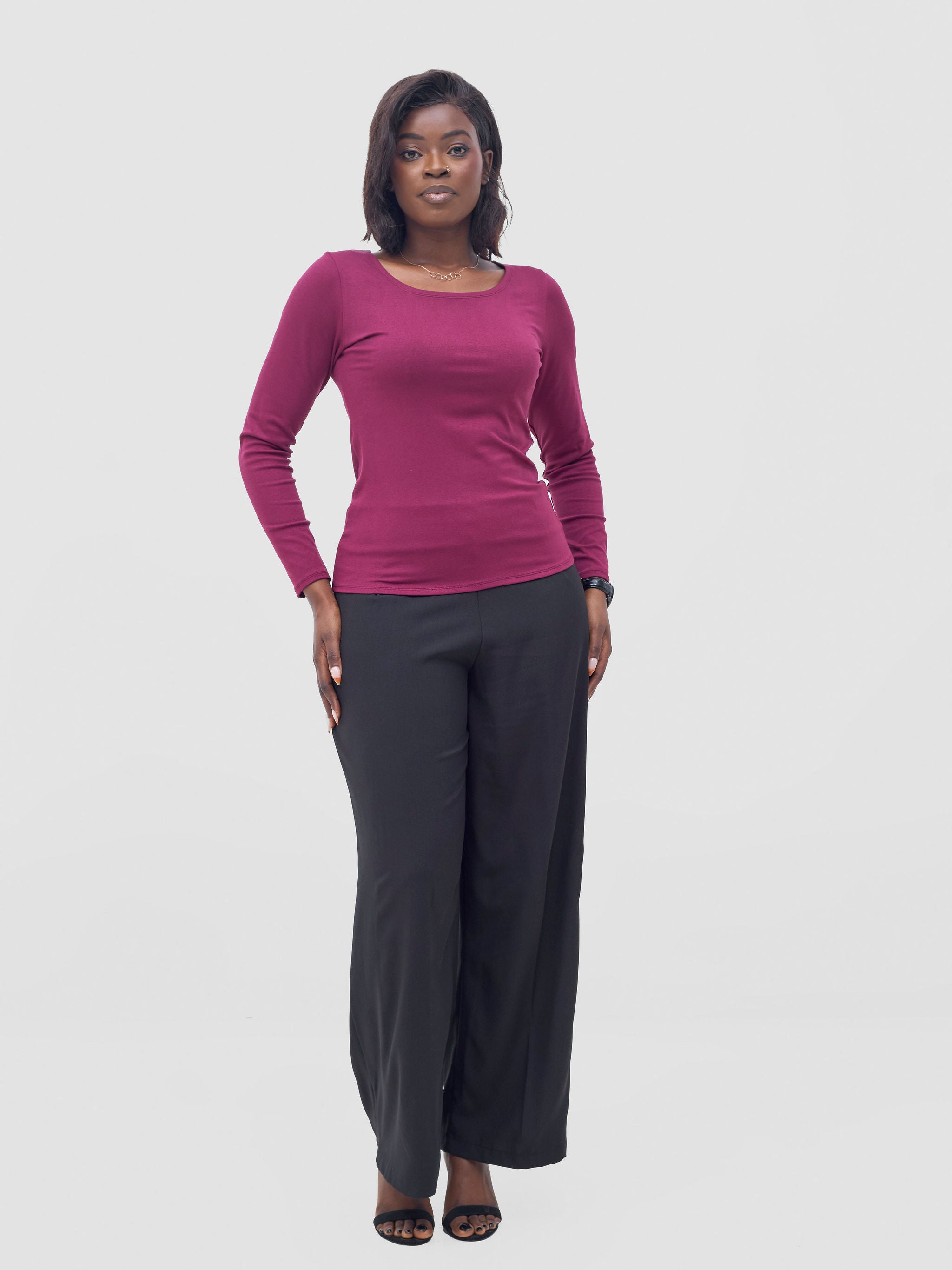 Vivo Basic Val Long Sleeve Top - Maroon