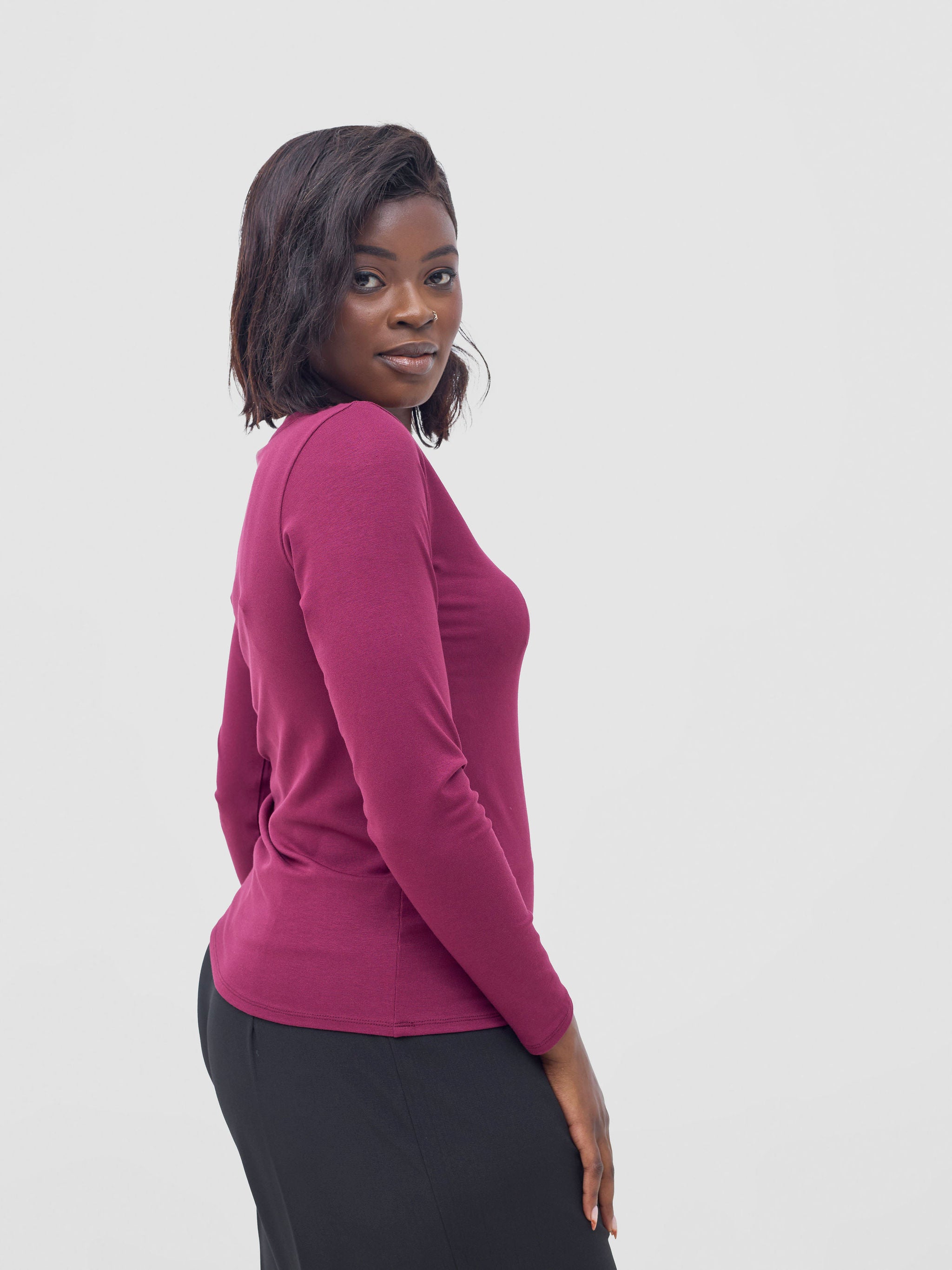 Vivo Basic Val Long Sleeve Top - Maroon