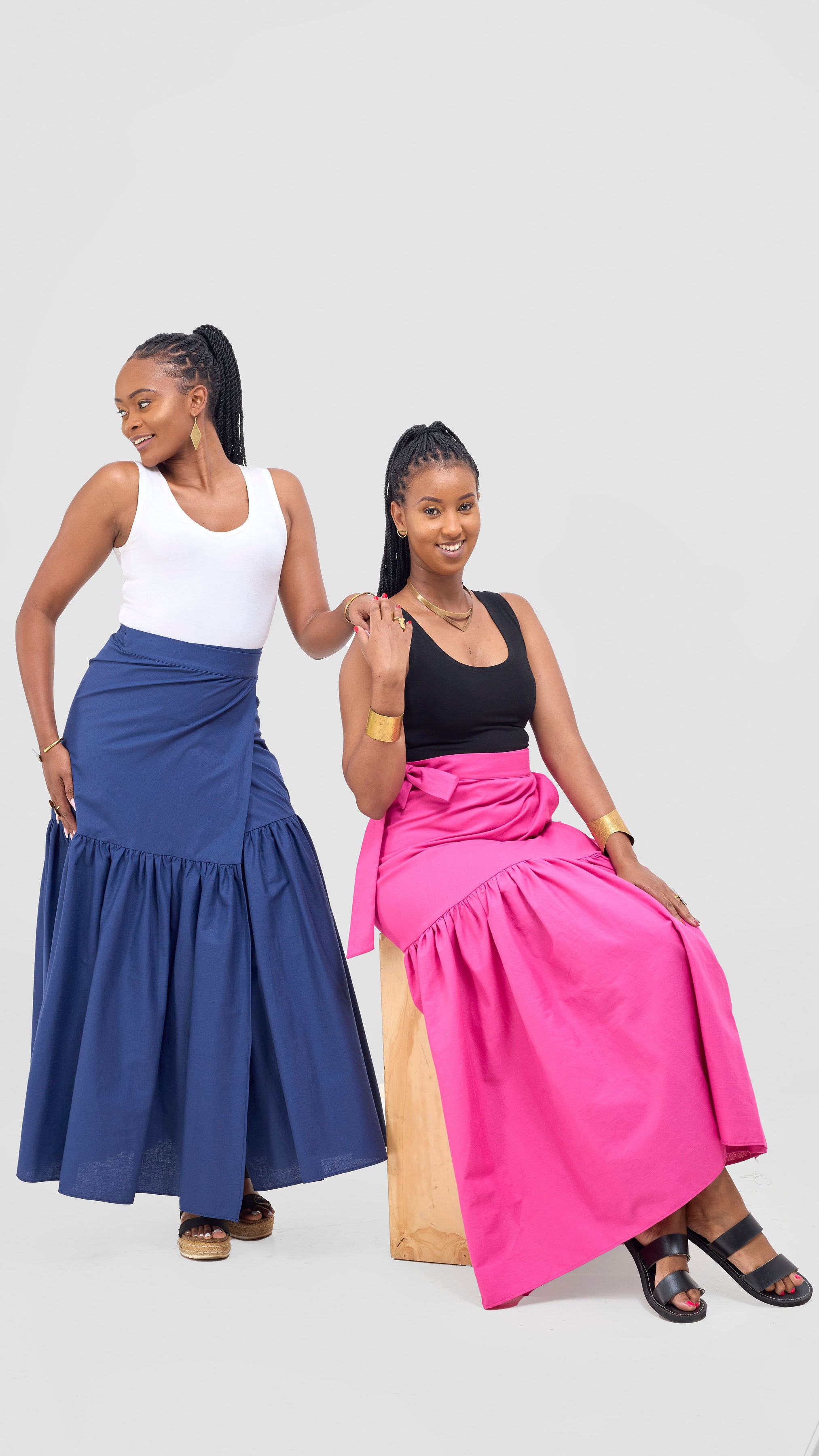Safari Naledi Gathered Panel Maxi Skirt - Navy