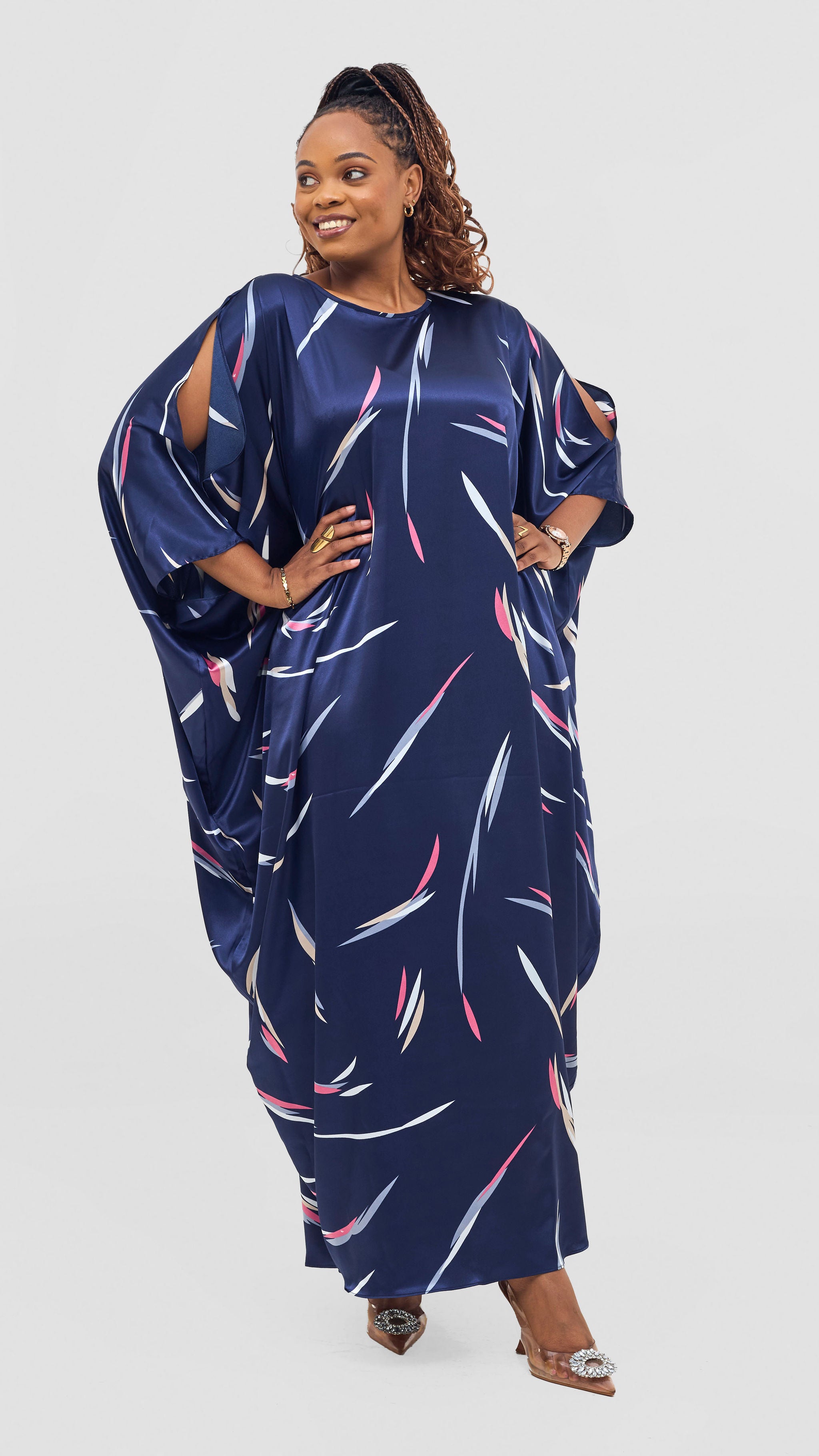 Vivo Lani Maxi Dress - Navy / Pink Ota Print