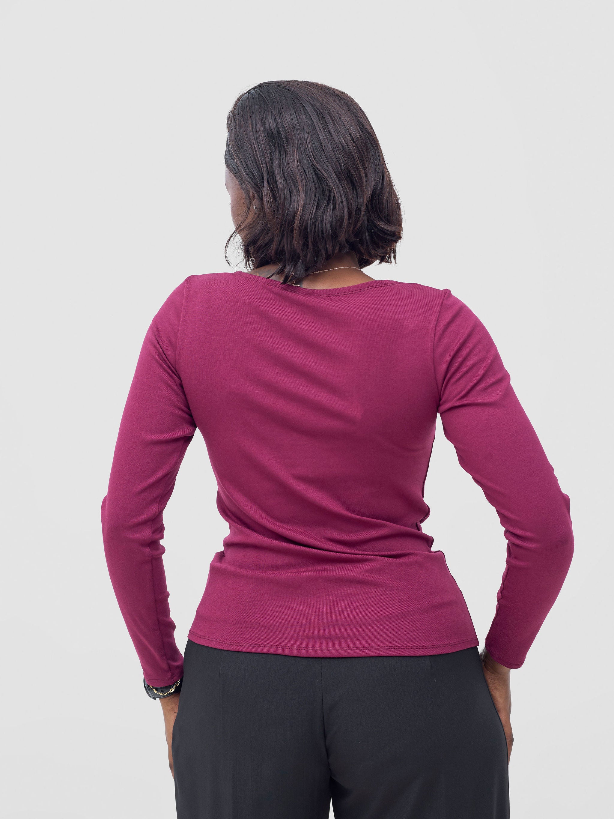 Vivo Basic Val Long Sleeve Top - Maroon