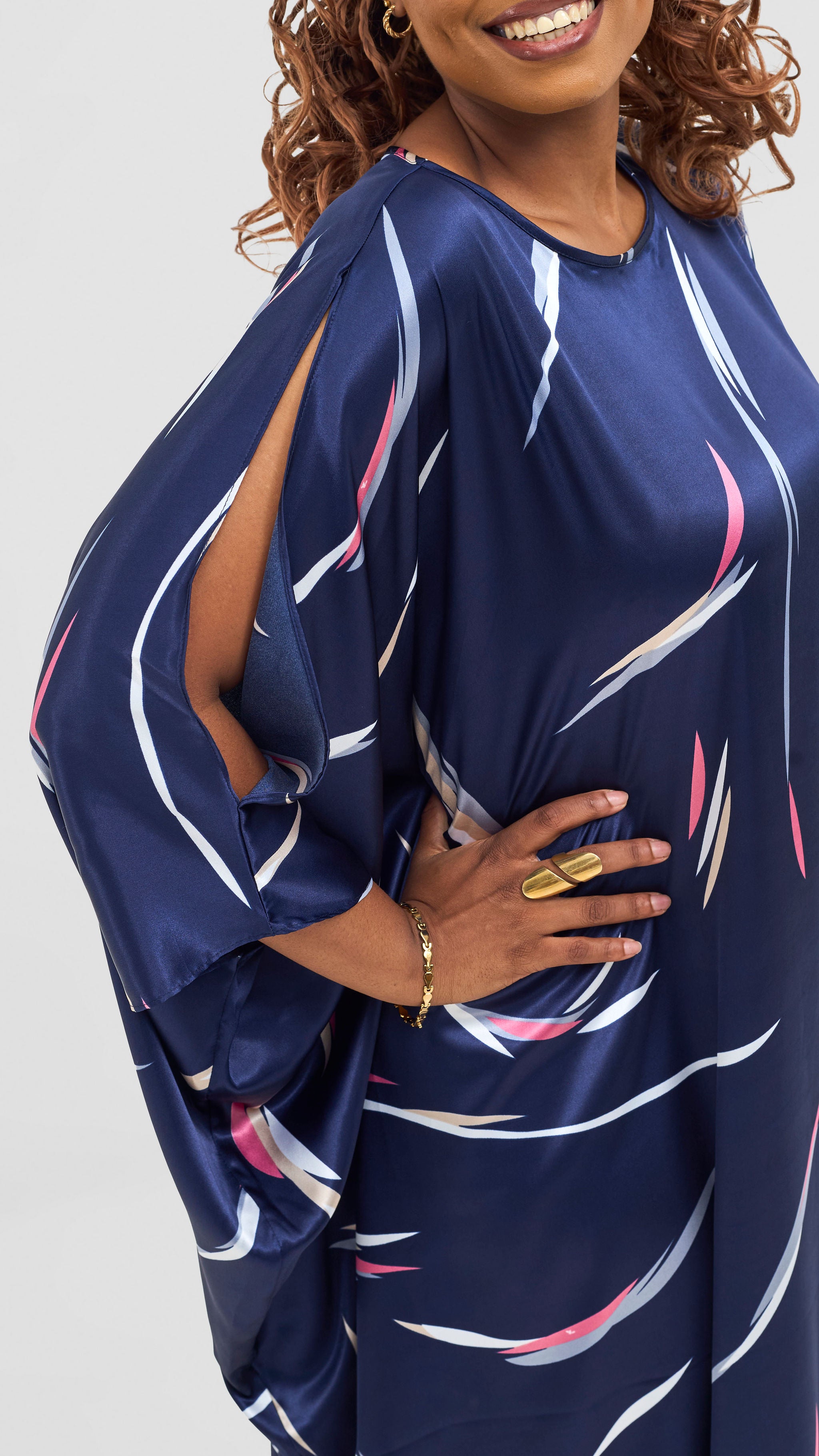 Vivo Lani Maxi Dress - Navy / Pink Ota Print