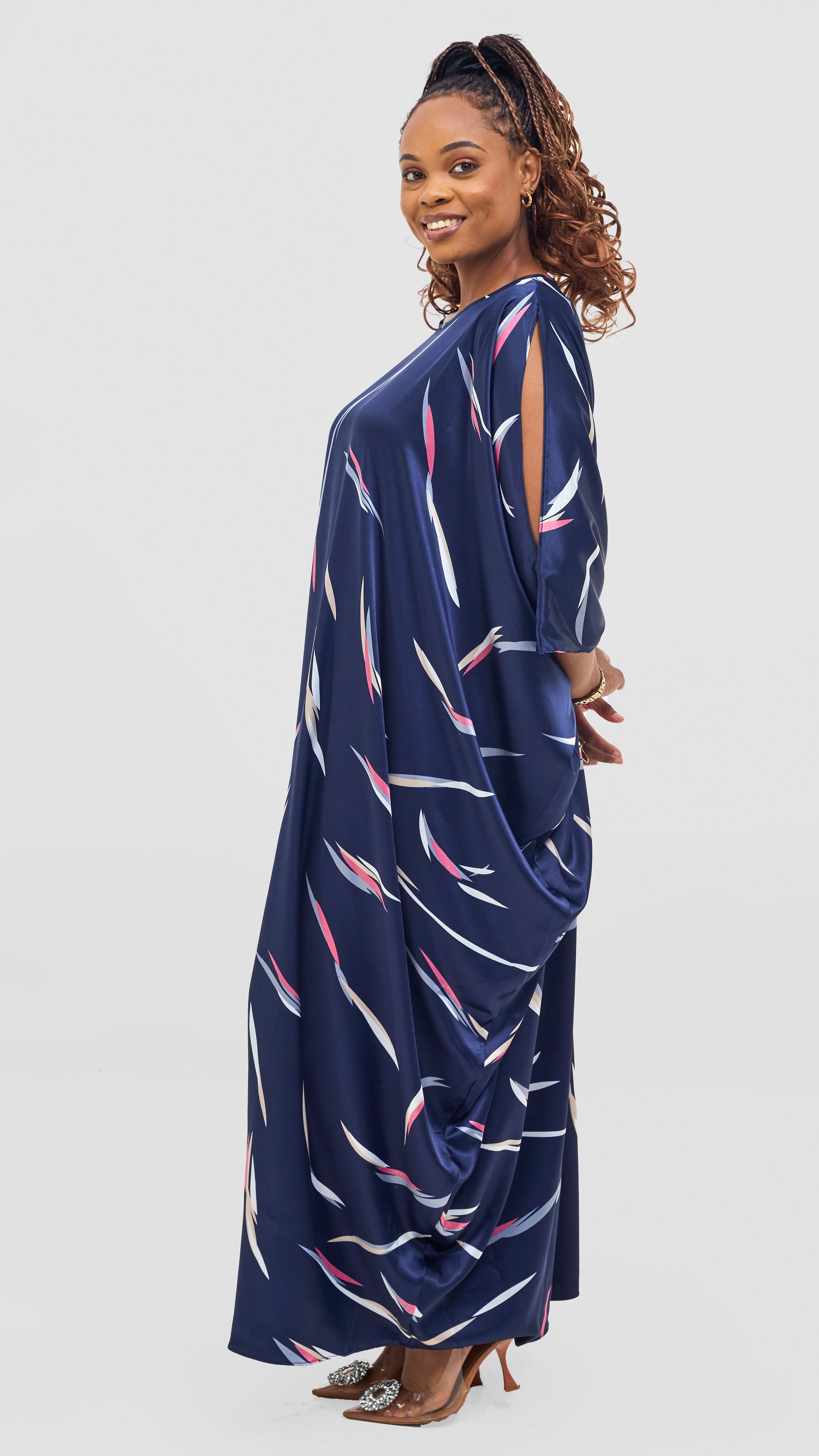 Vivo Lani Maxi Dress - Navy / Pink Ota Print