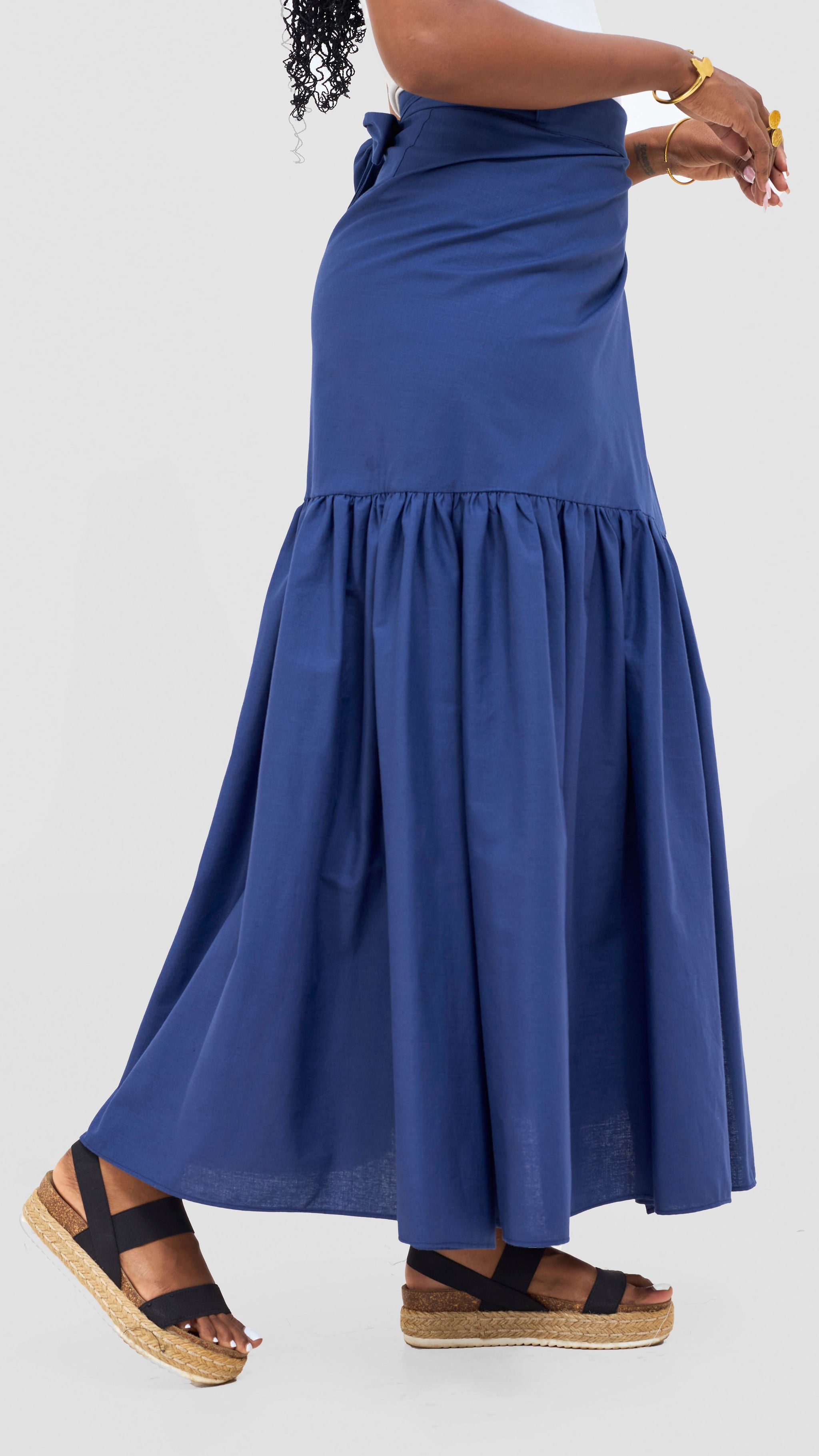 Safari Naledi Gathered Panel Maxi Skirt - Navy