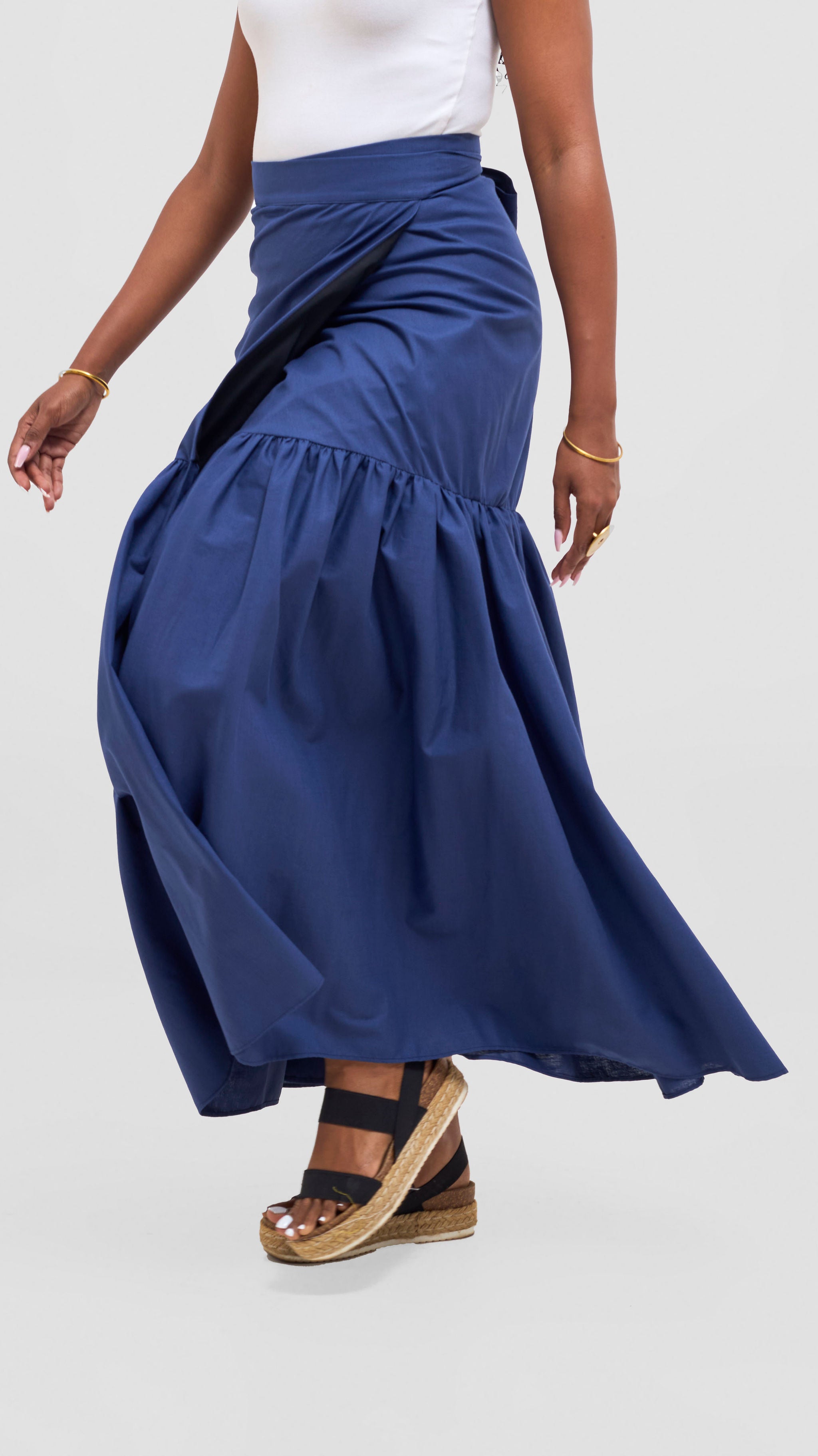 Safari Naledi Gathered Panel Maxi Skirt - Navy