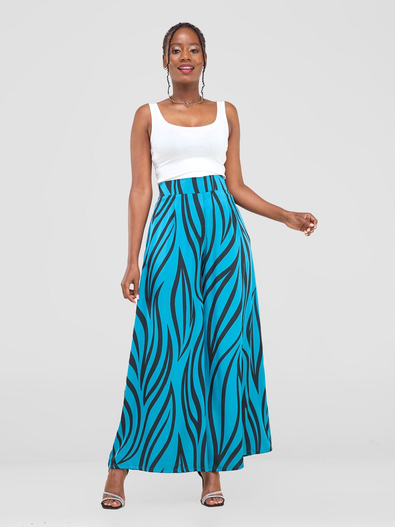 Vivo Chidii Wide Leg Pants - Teal / Black Ameli Print