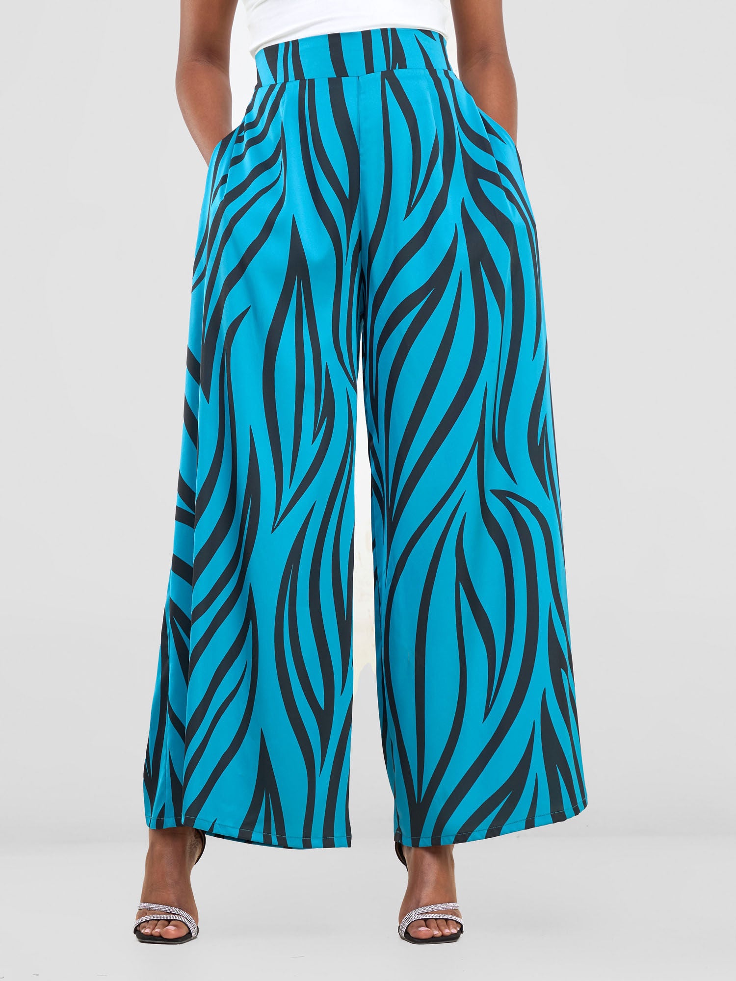 Vivo Chidii Wide Leg Pants - Teal / Black Ameli Print