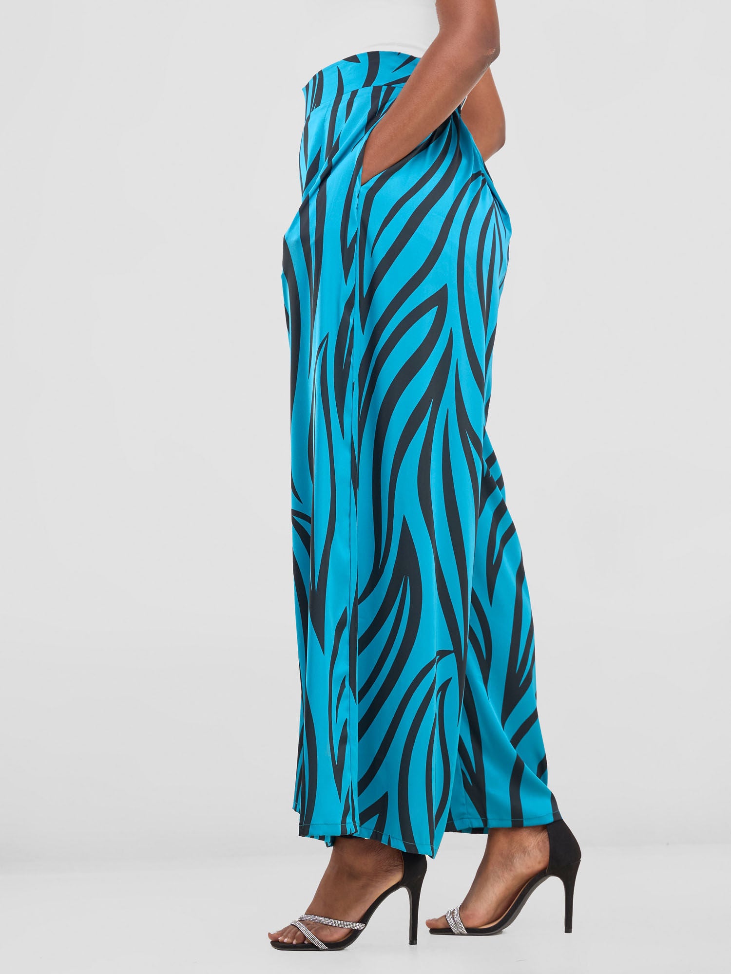 Vivo Chidii Wide Leg Pants - Teal / Black Ameli Print