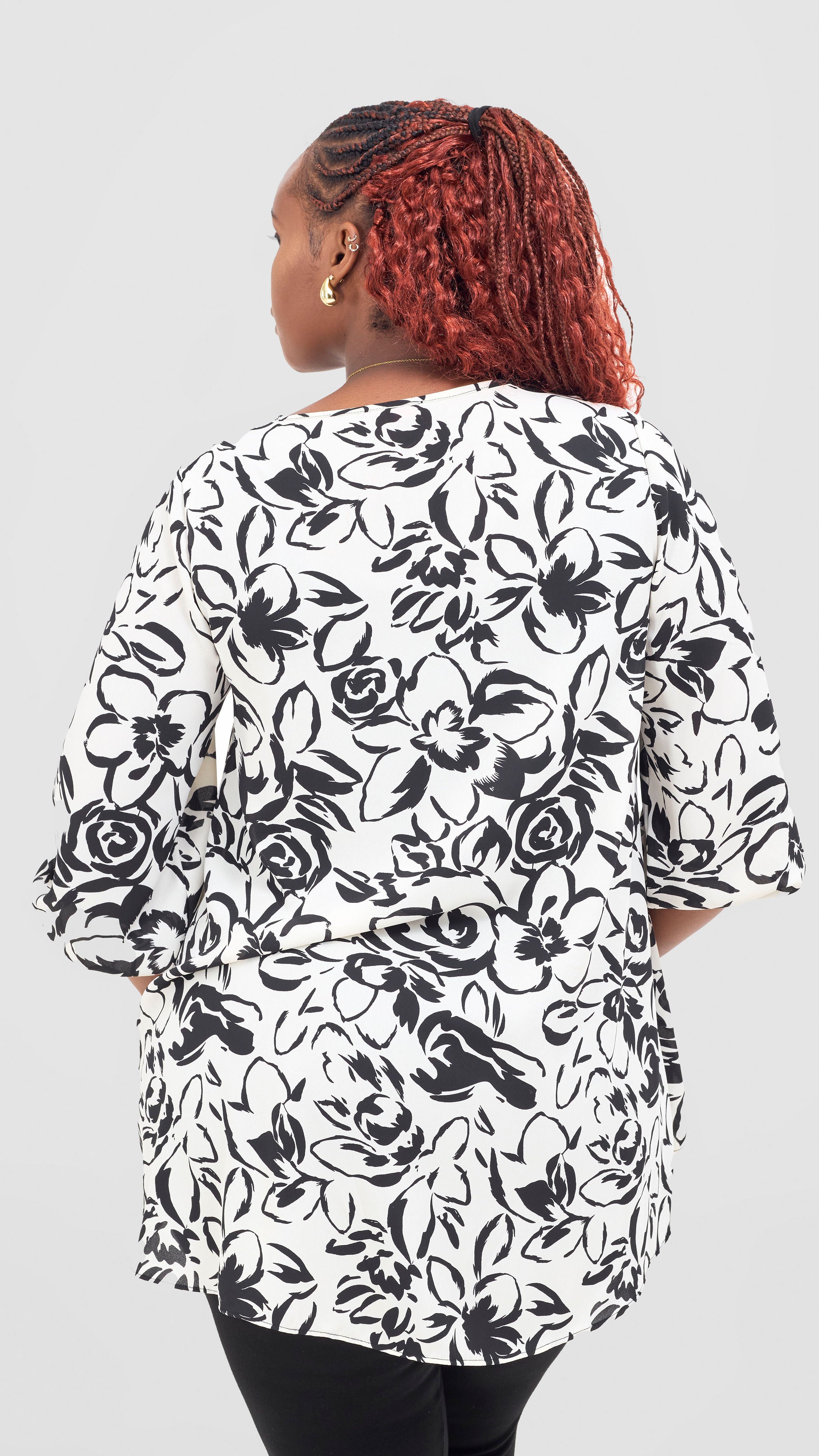 Vivo Samira High Low Top - Cream / Black Ira Print