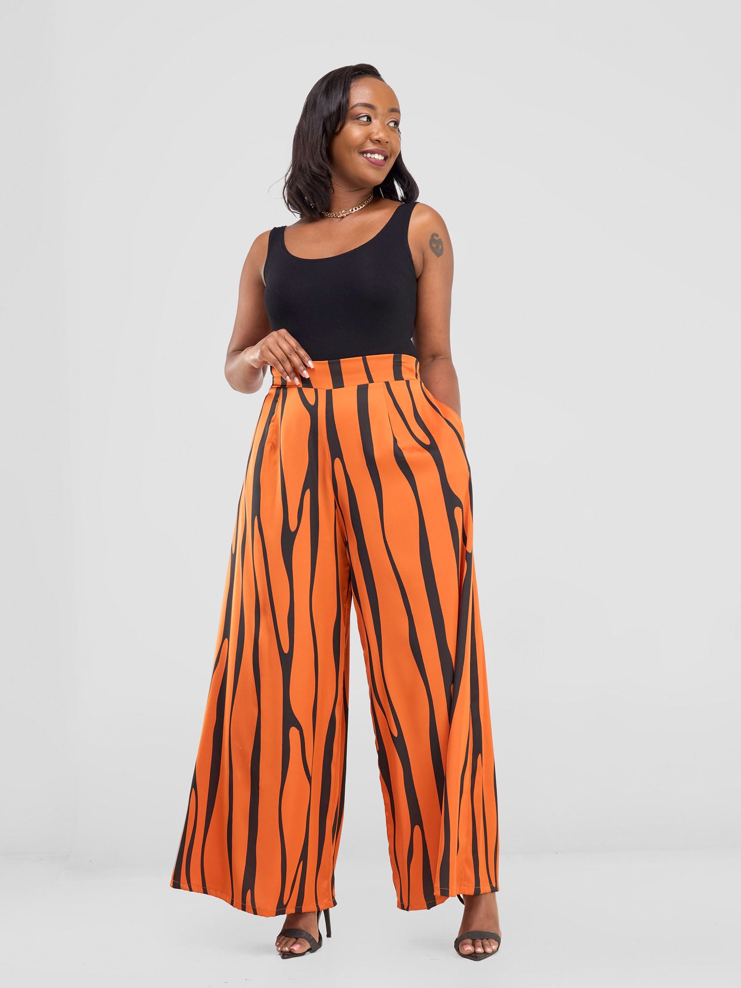 Vivo Chidii Wide Leg Pants - Rust / Black Sidi Print