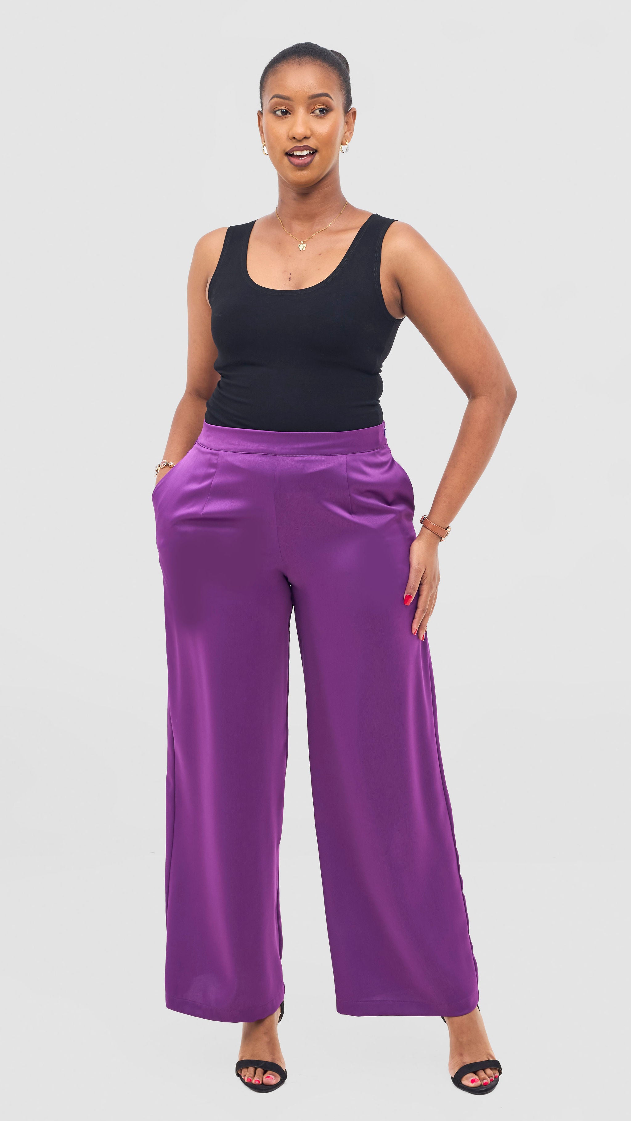 Vivo Yene Wide Leg Pants - Purple