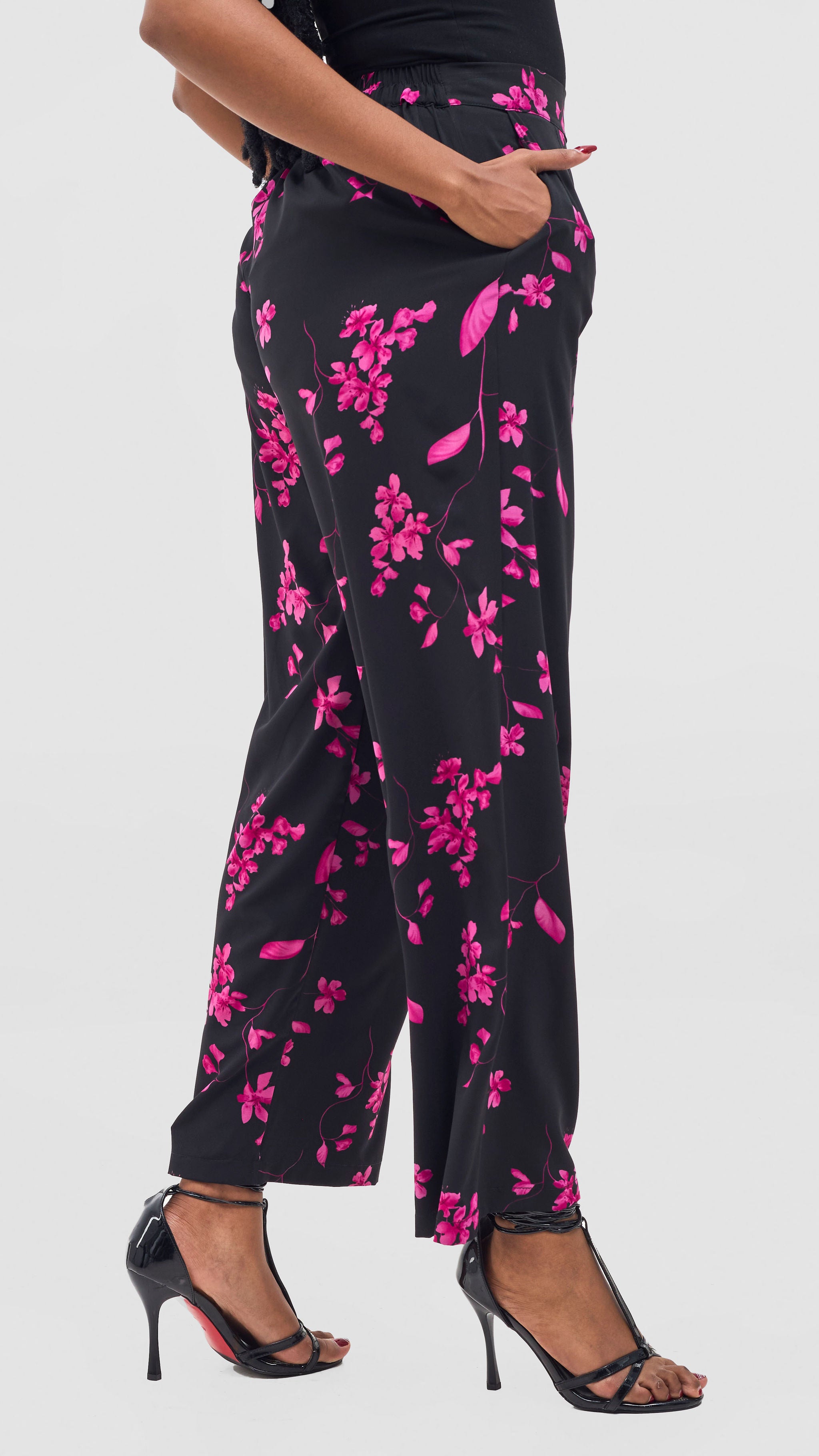 Vivo Mira Straight Leg Pants - Pink / Black Print