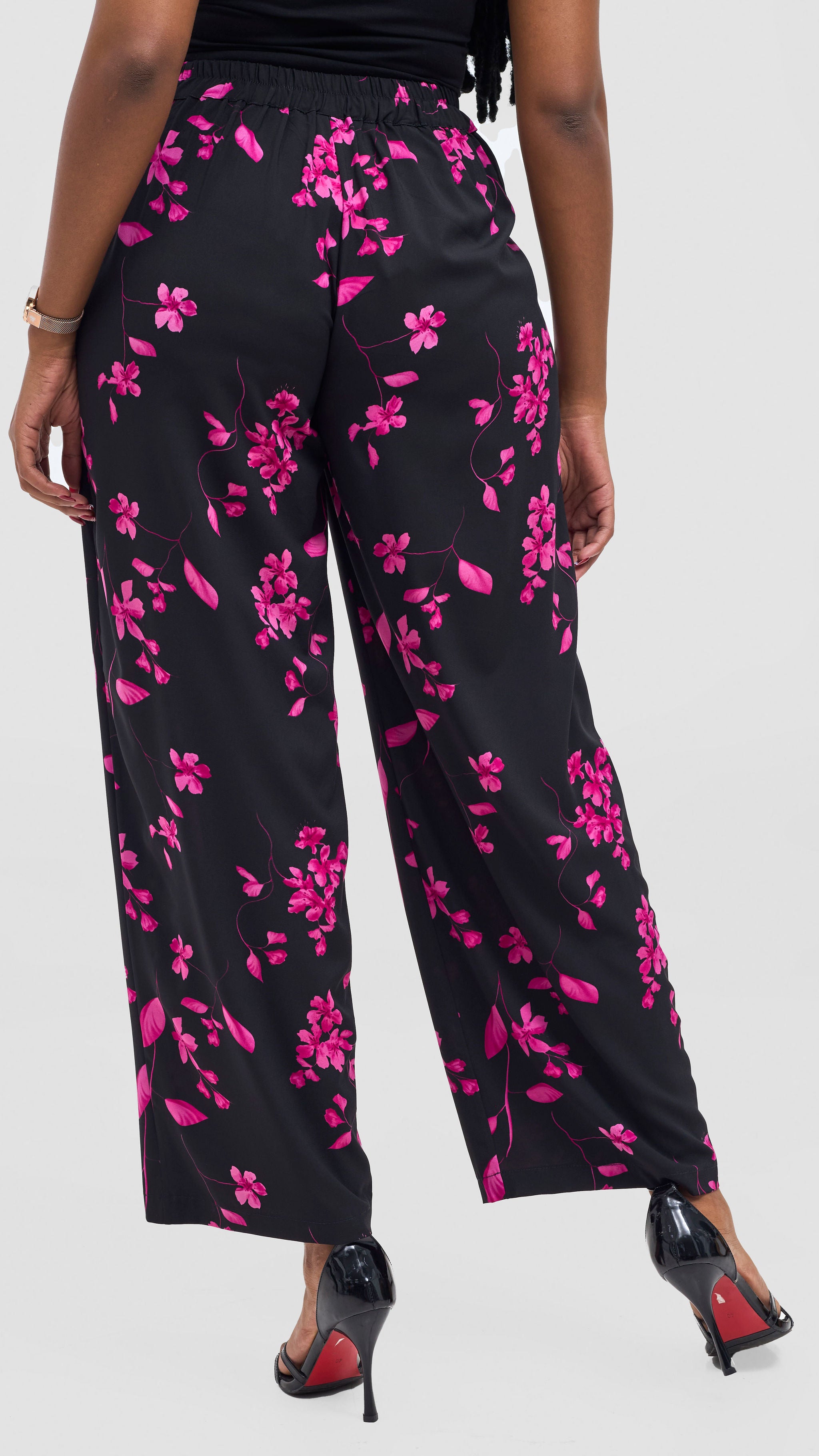 Vivo Mira Straight Leg Pants - Pink / Black Print