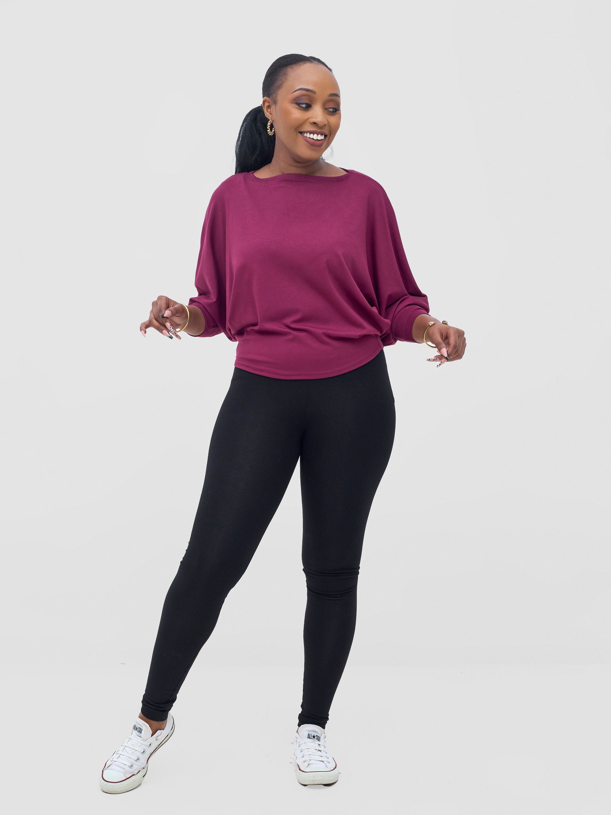 Vivo Bana Batwing Top - Maroon