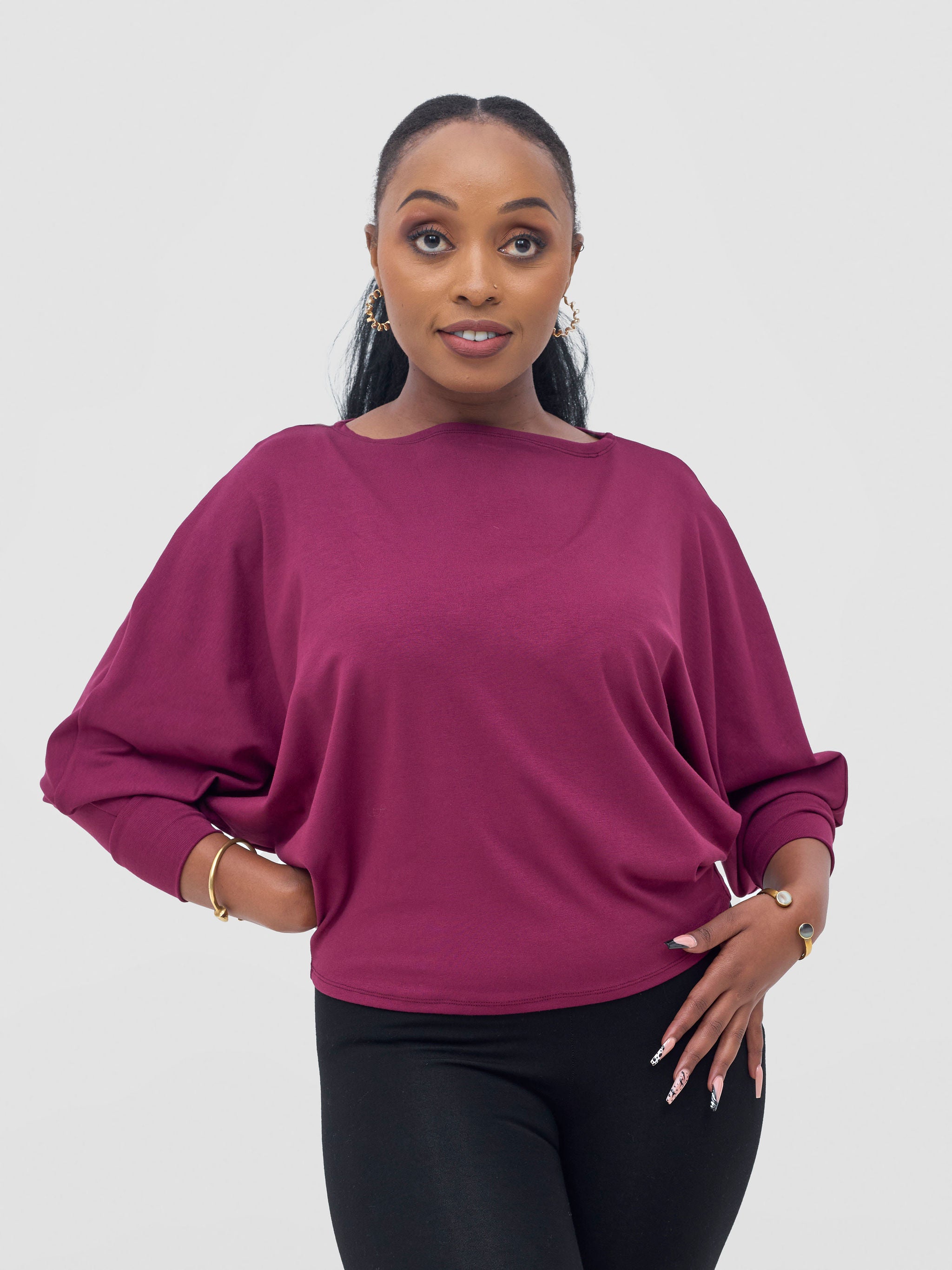 Vivo Bana Batwing Top - Maroon