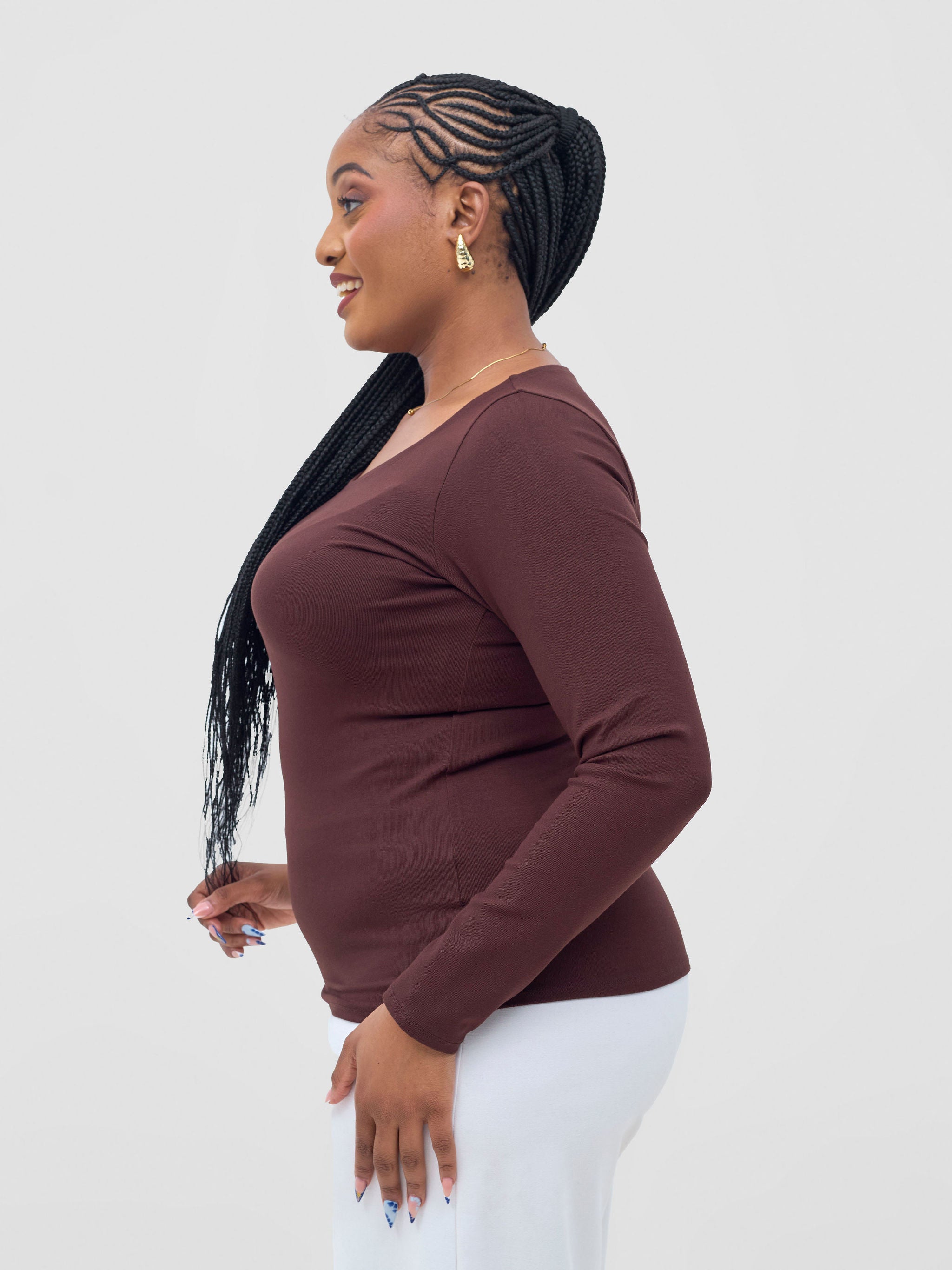 Vivo Basic Val Long Sleeve Top - Light Chocolate