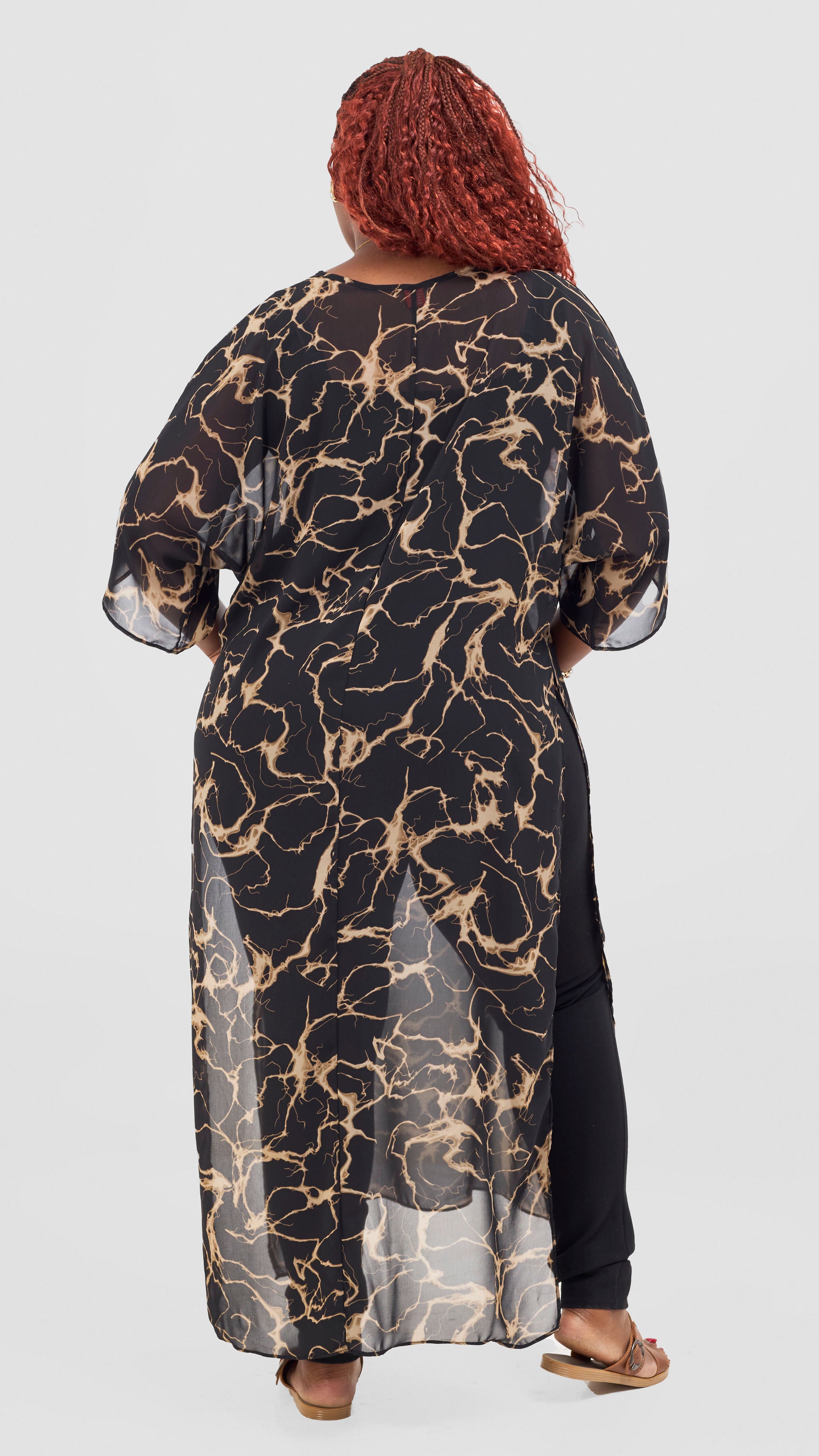 Vivo Lani Maxi Top - Black / Taupe Print