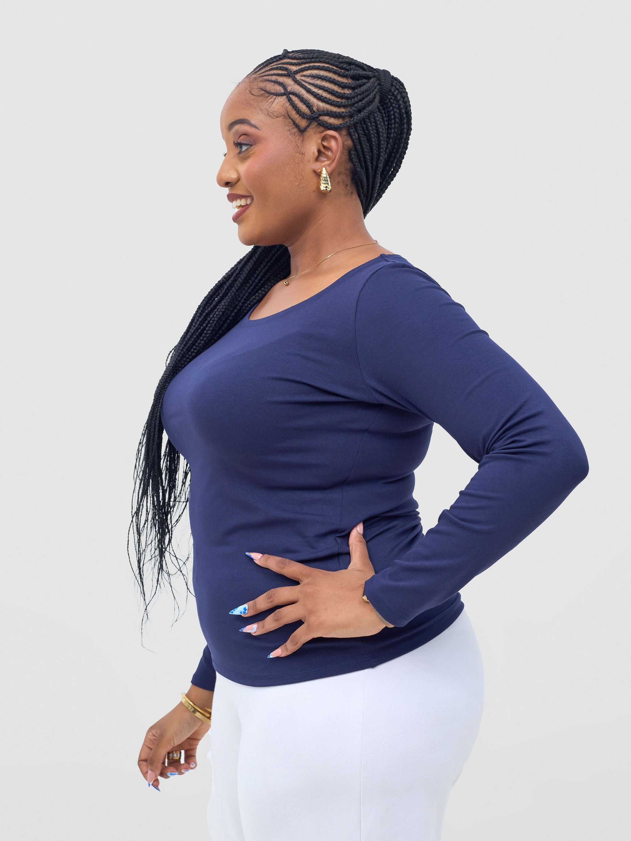 Vivo Basic Val Long Sleeve Top - Dark Navy