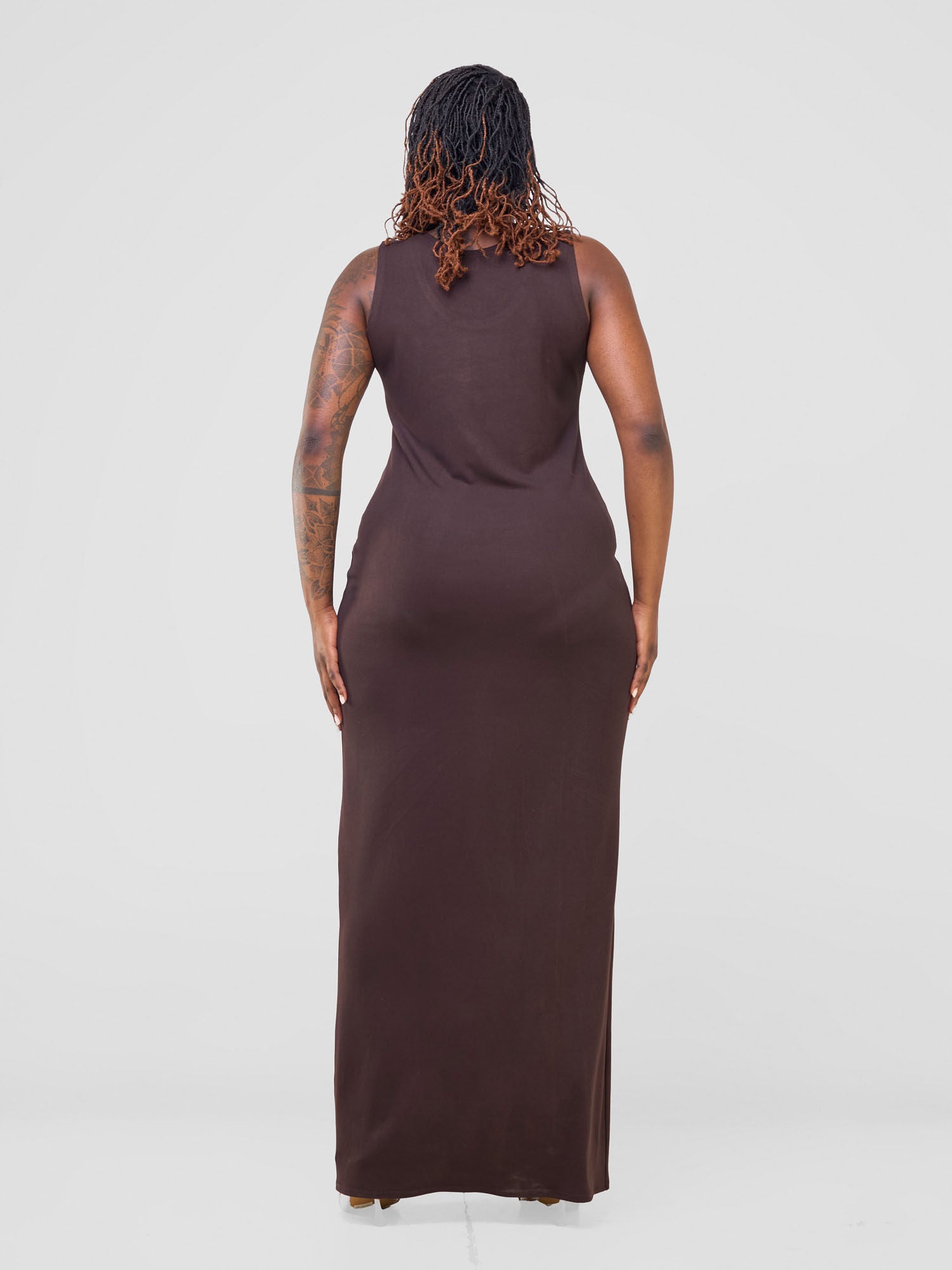 Vivo Basic Straight Maxi Dress - Chocolate