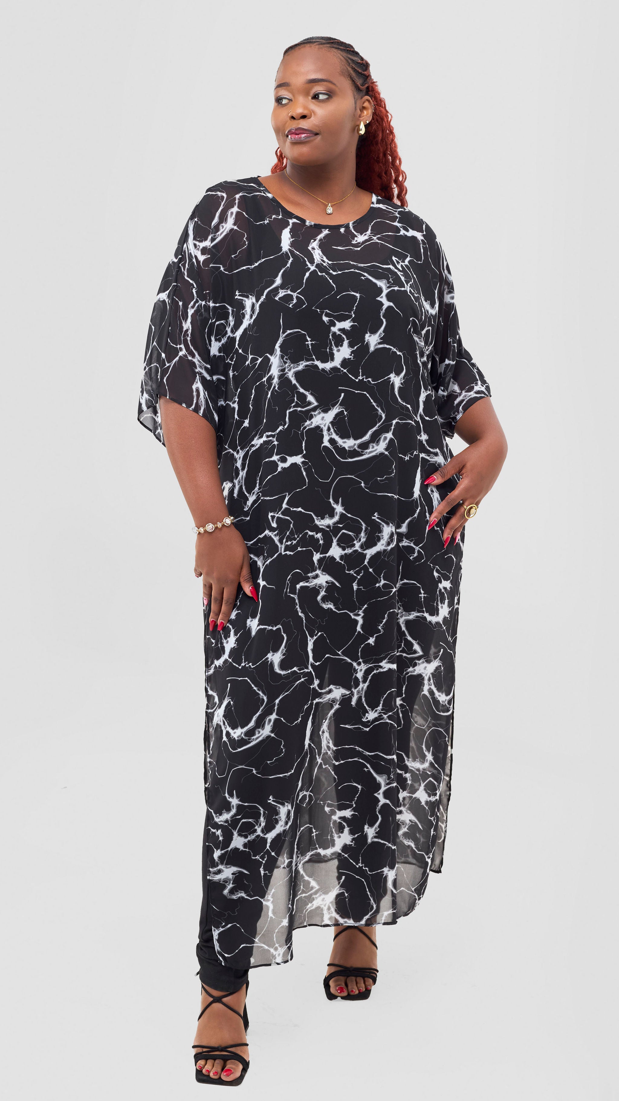 Vivo Lani Maxi Top - Black / Grey Print