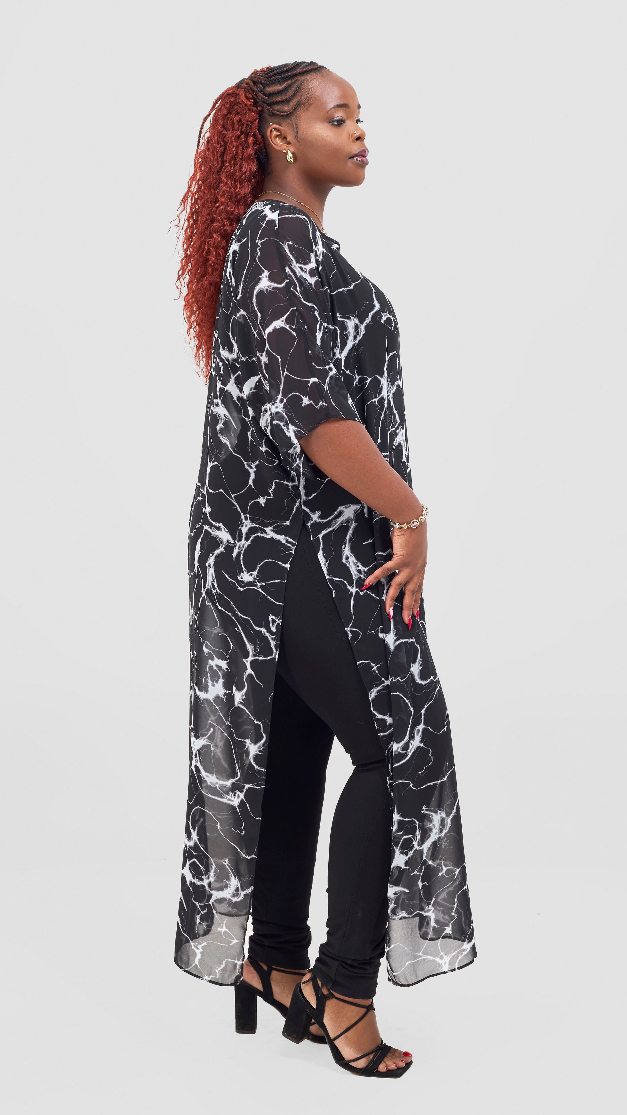 Vivo Lani Maxi Top - Black / Grey Print