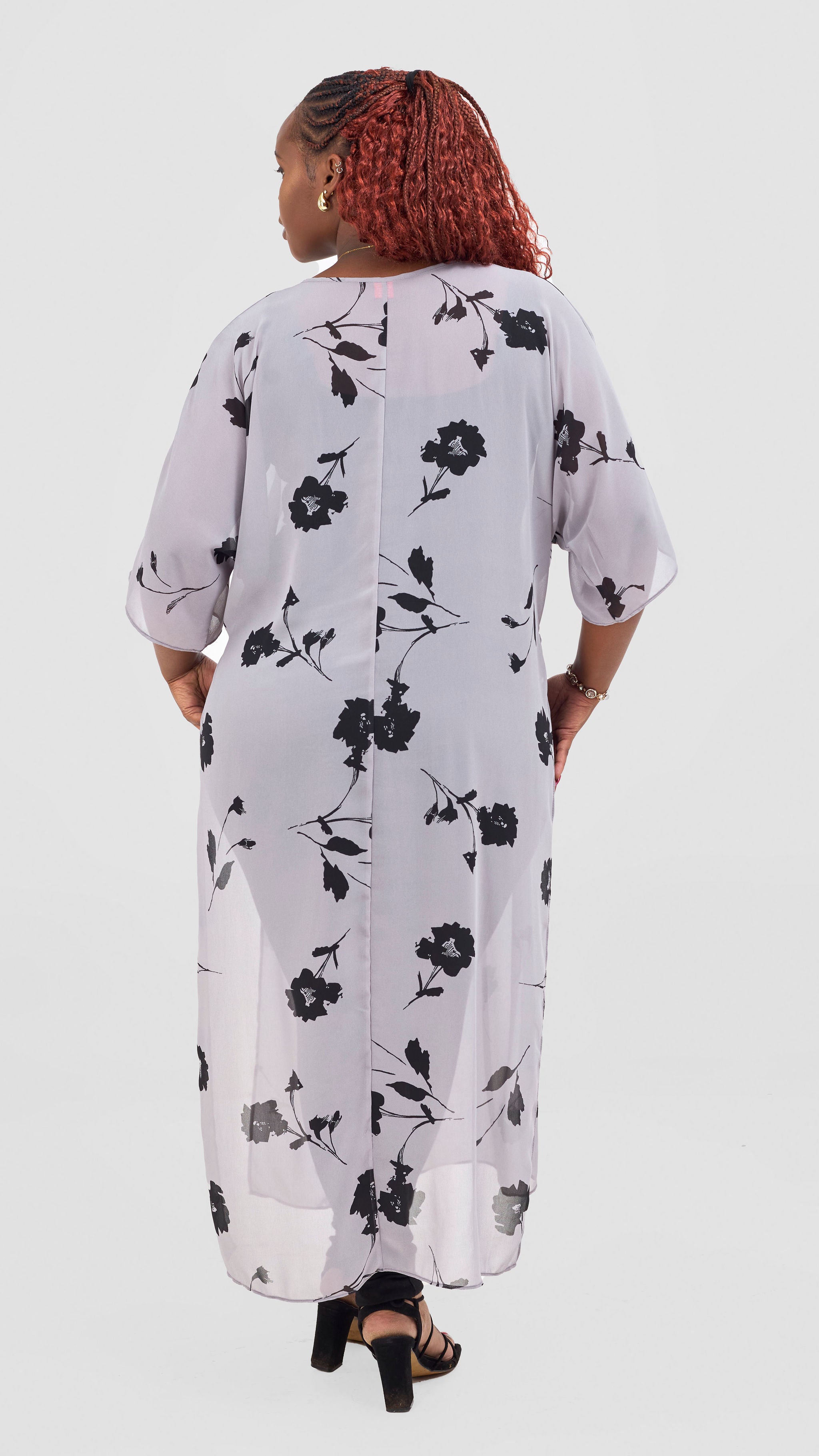 Vivo Lani Maxi Top - Grey / Black Print