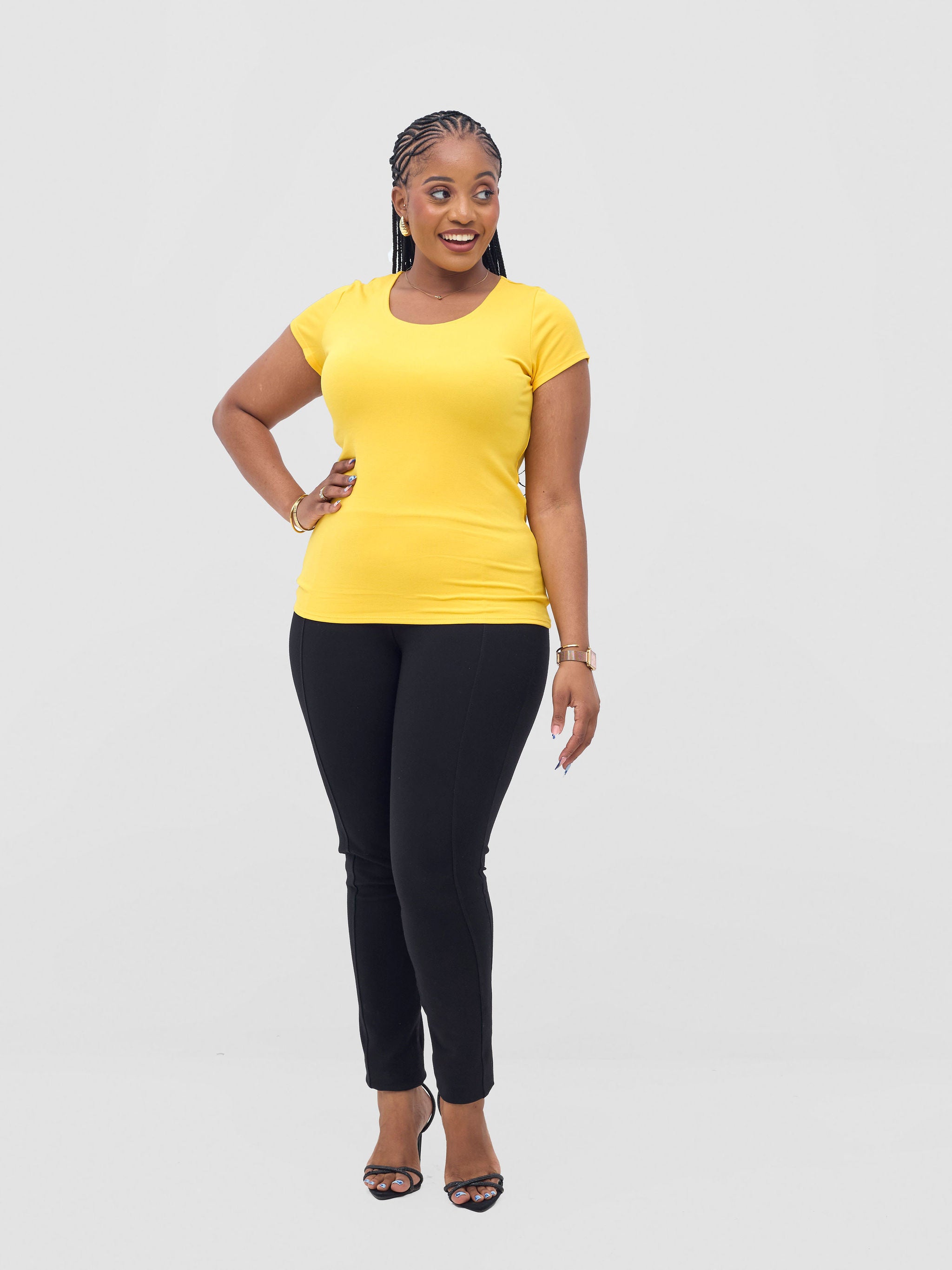 Vivo Basic Val Cap Sleeve Top - Yellow