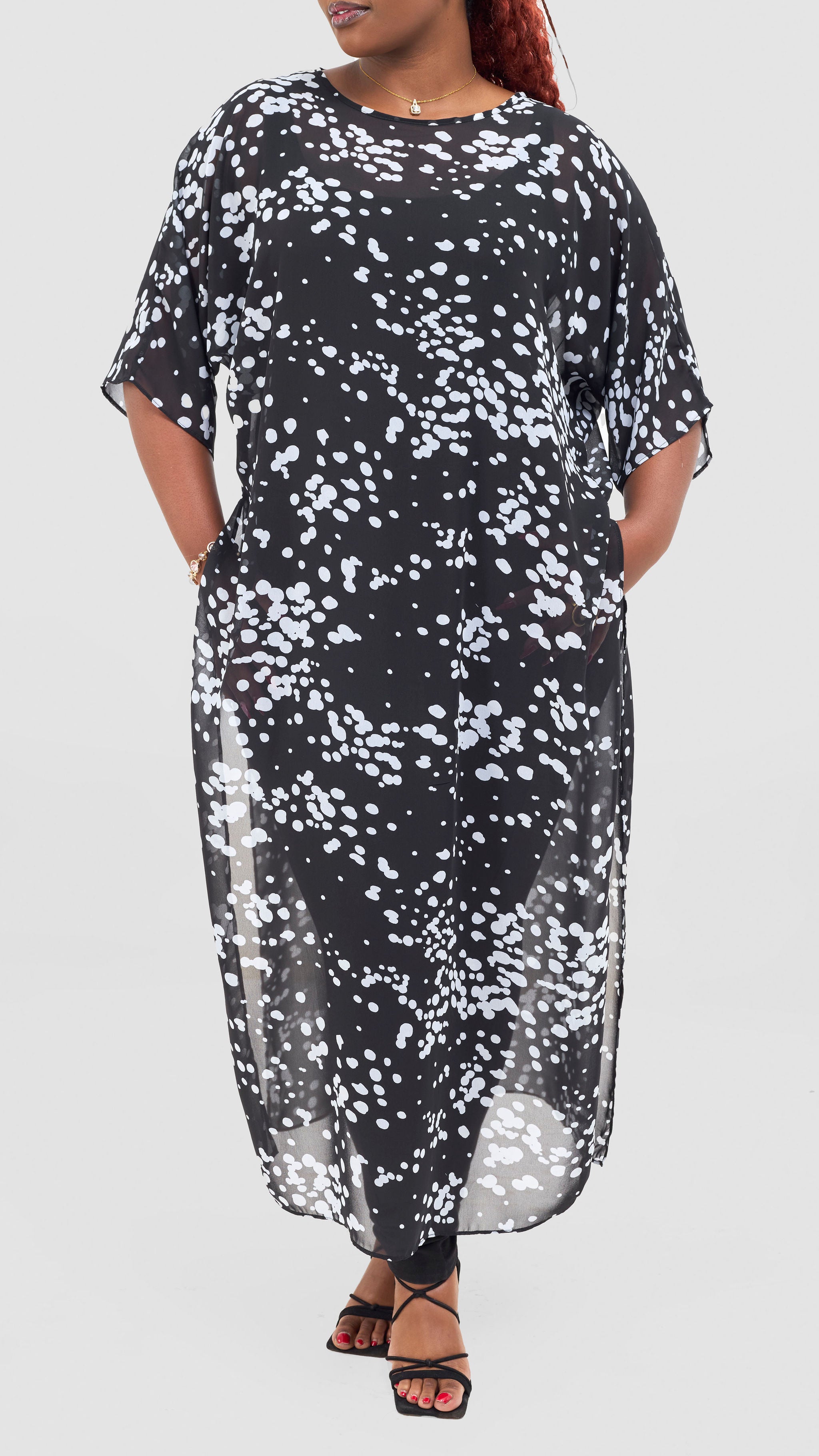 Vivo Lani Maxi Top - Black / White Print