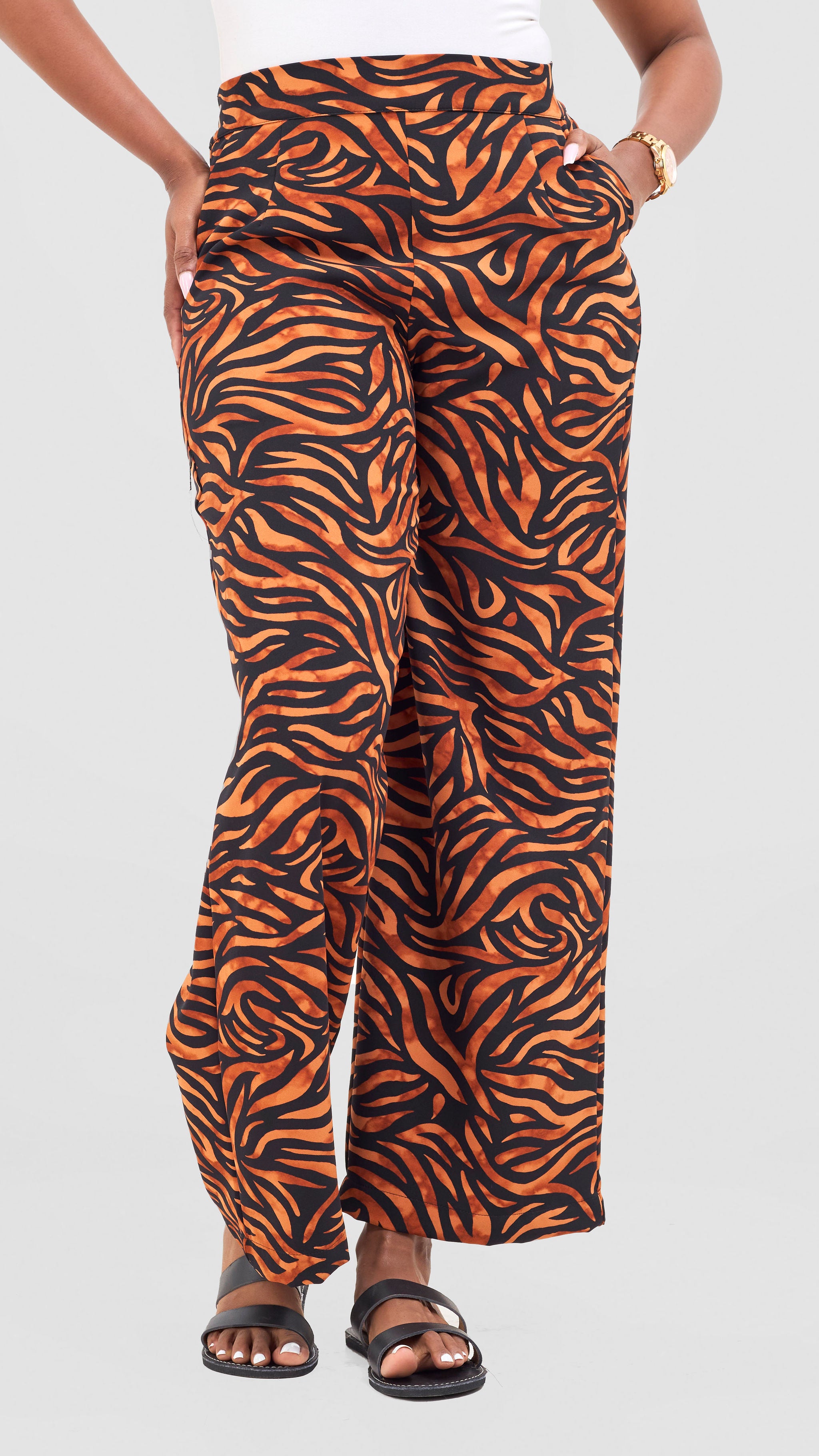 Vivo Maisha Wide Leg Pants - Rust / Black Isa Print