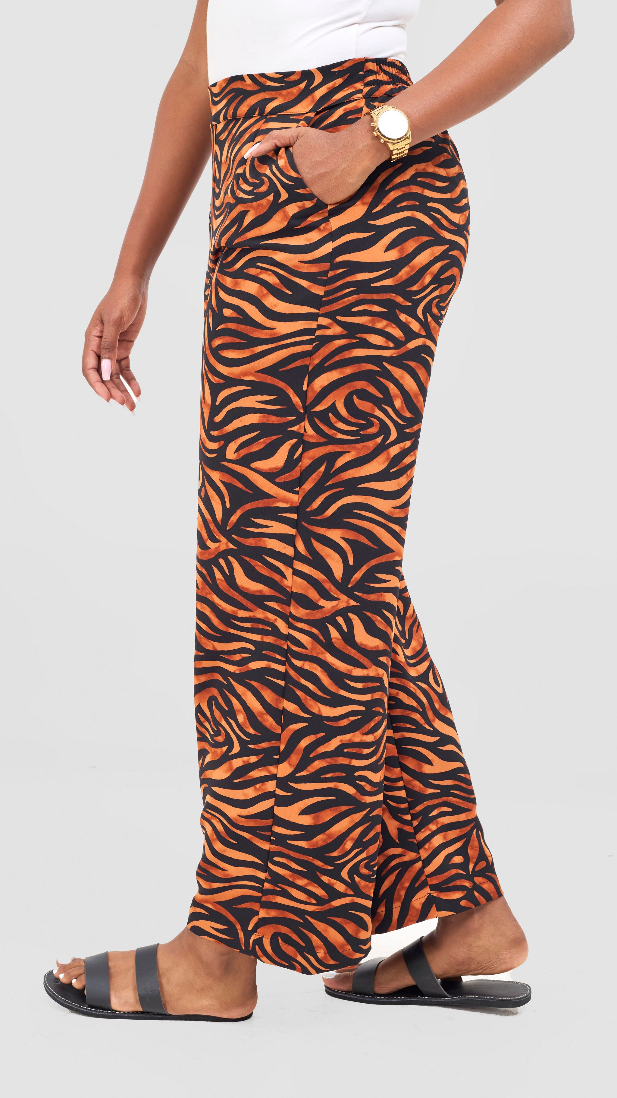 Vivo Maisha Wide Leg Pants - Rust / Black Isa Print