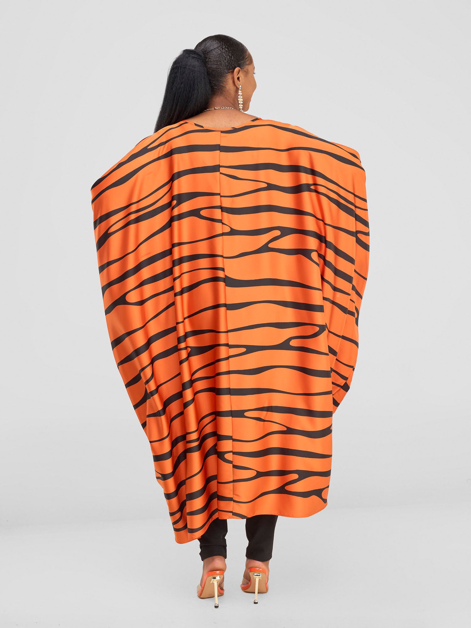 Vivo Chidii Satin High Low Dress - Rust / Black Sidi Print
