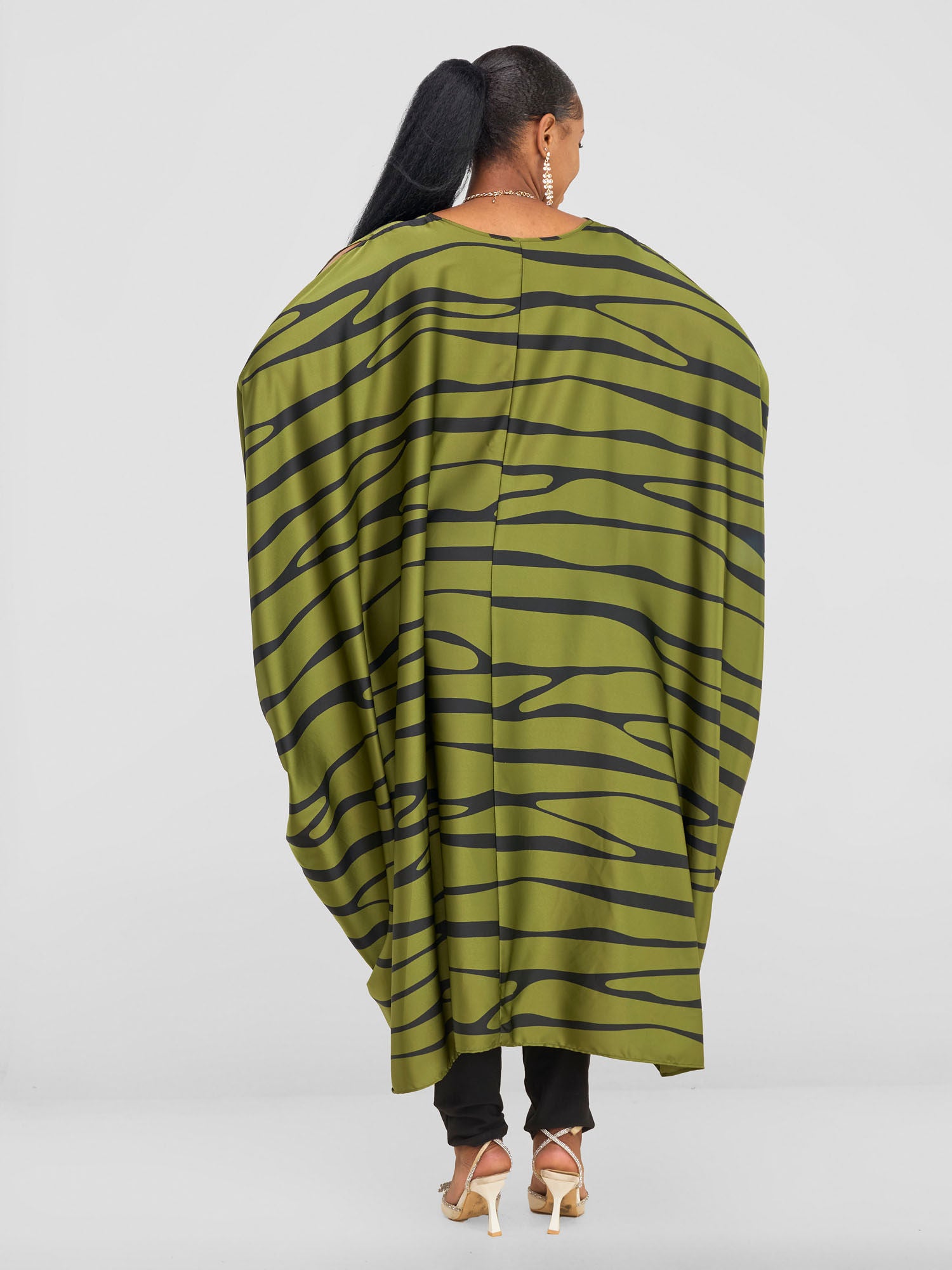 Vivo Chidii Satin High Low Dress - Hunters / Black Sidi Print