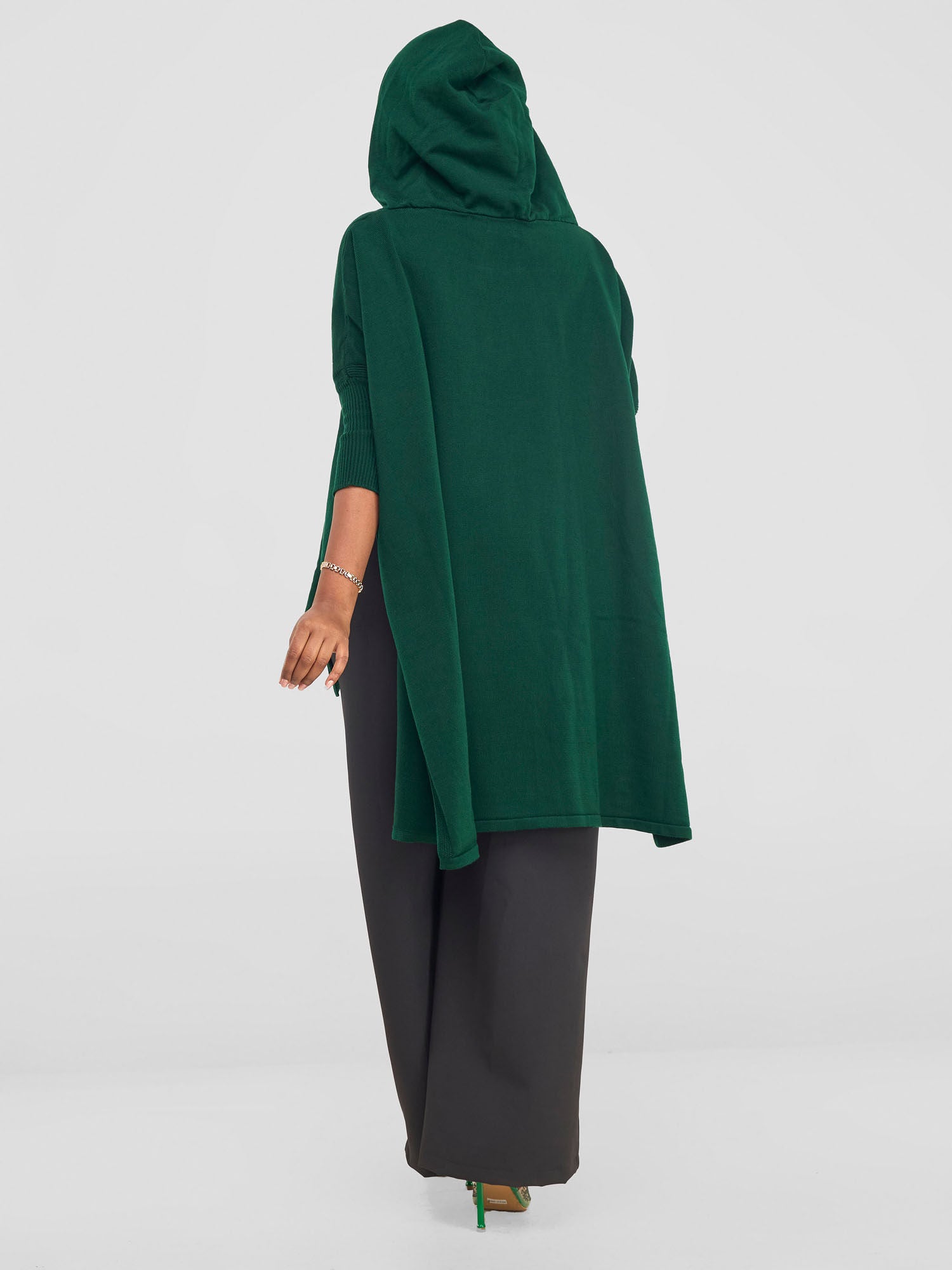 Vivo Hoodie High Low Poncho - Forest Green