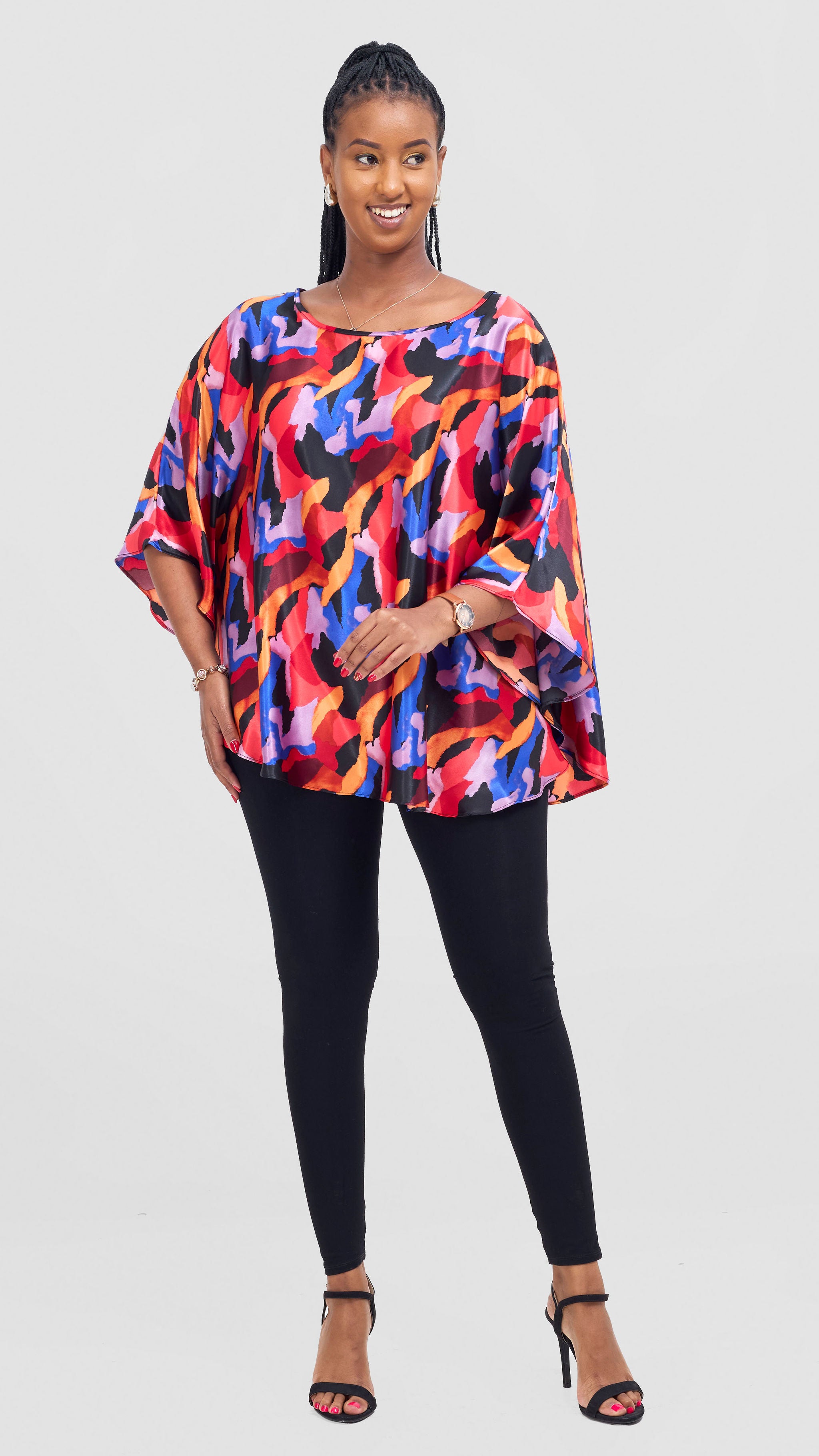 Vivo Keza Circular Loose Top - Purple / Navy Daze Print