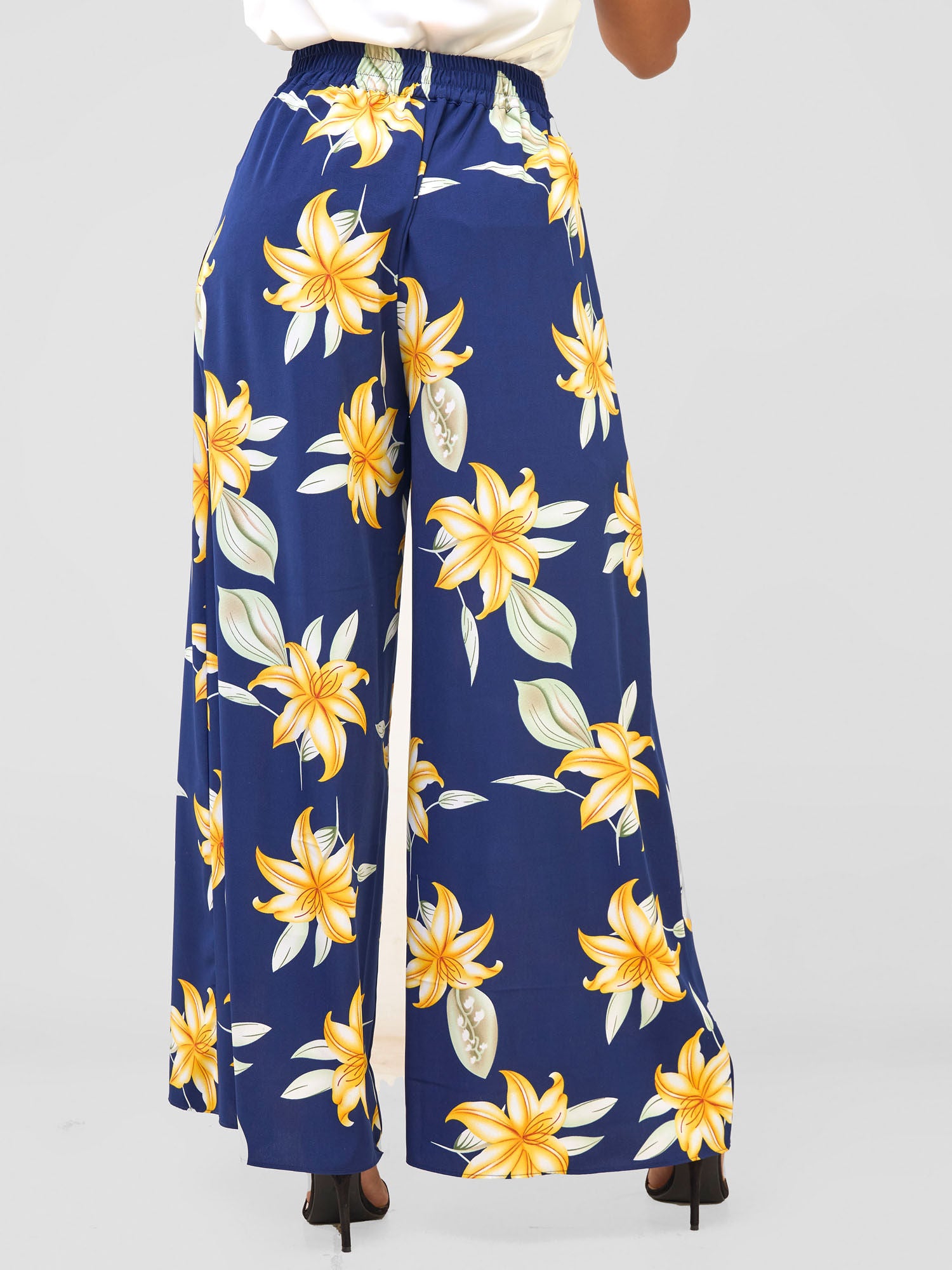 Vivo Basic Crepe Pants - Navy / Orange Aber Print