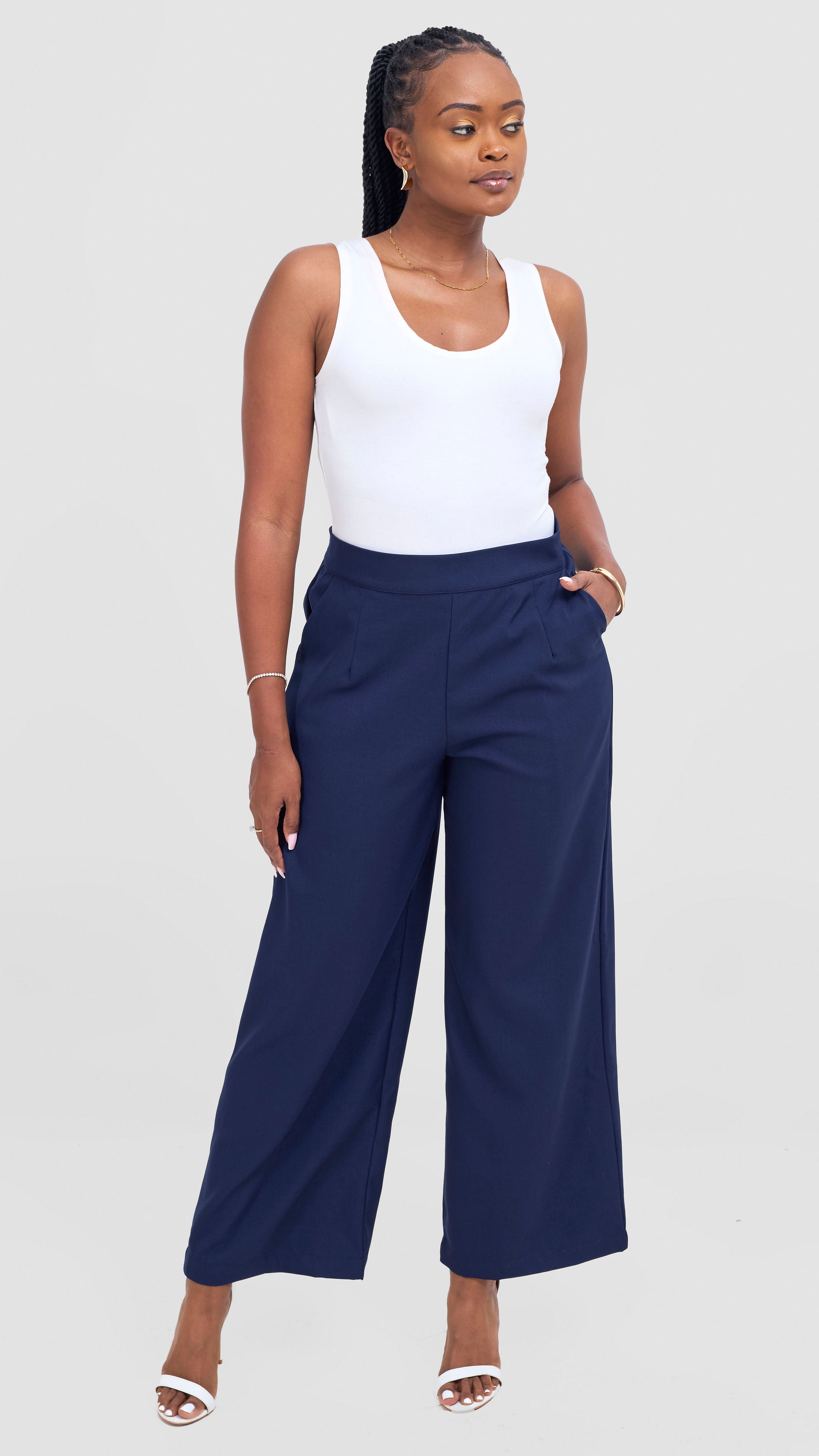 Vivo Tahisa Straight Leg Pants - Navy