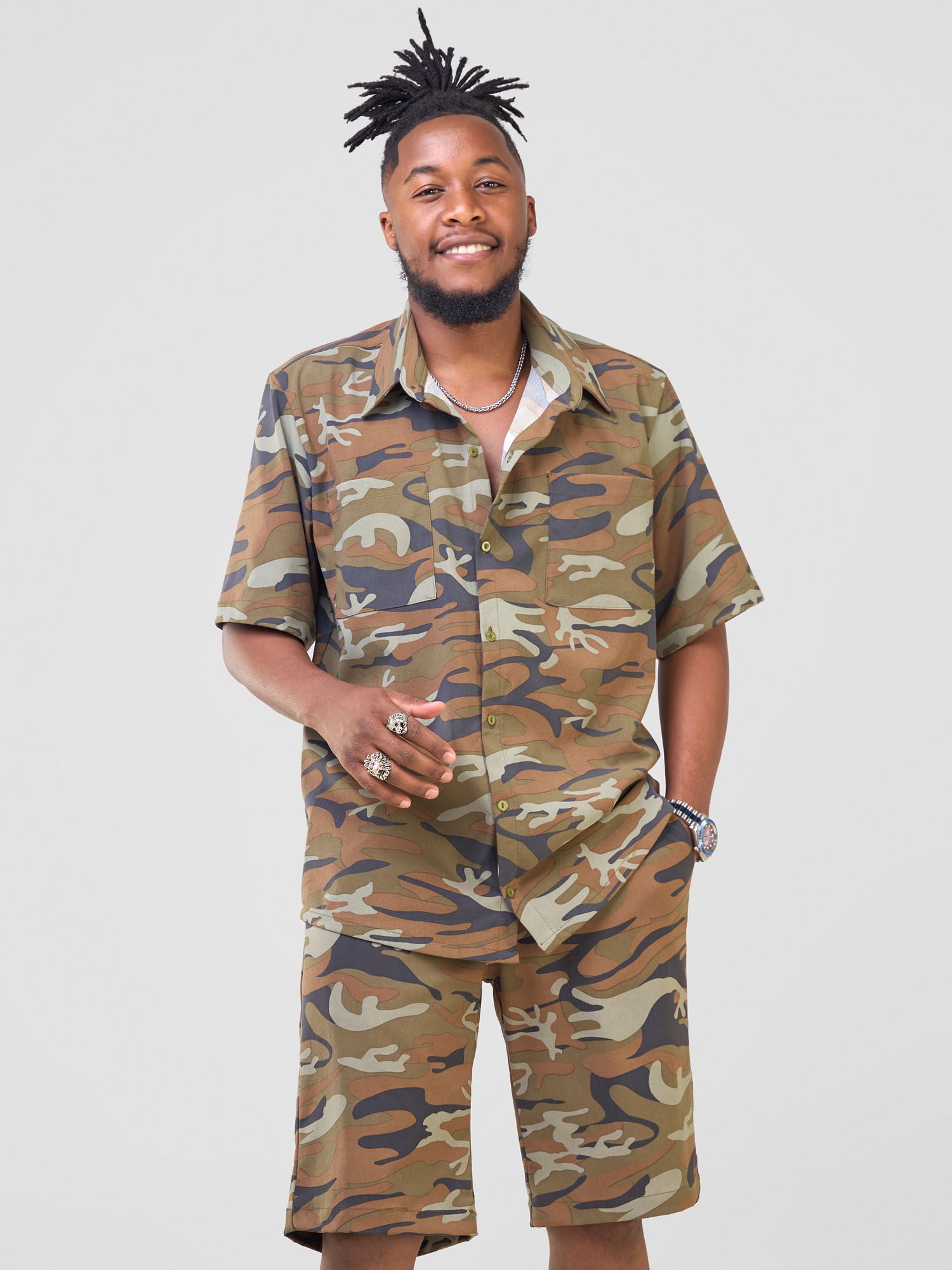 Zoya Temo Men's Knee Length Shorts - Camo Brown