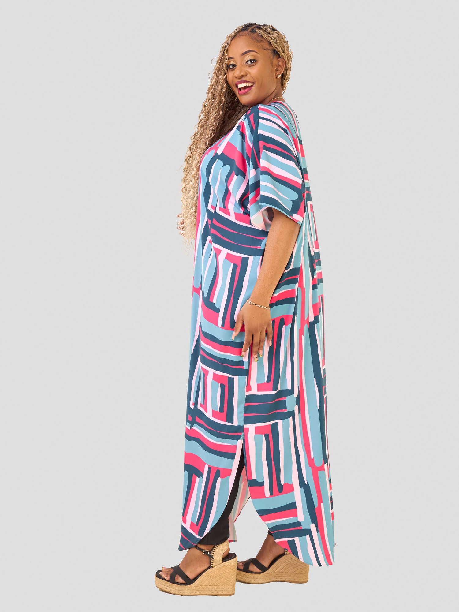 Vivo Hadiya Kimono - Olive / Pink Hadi Print