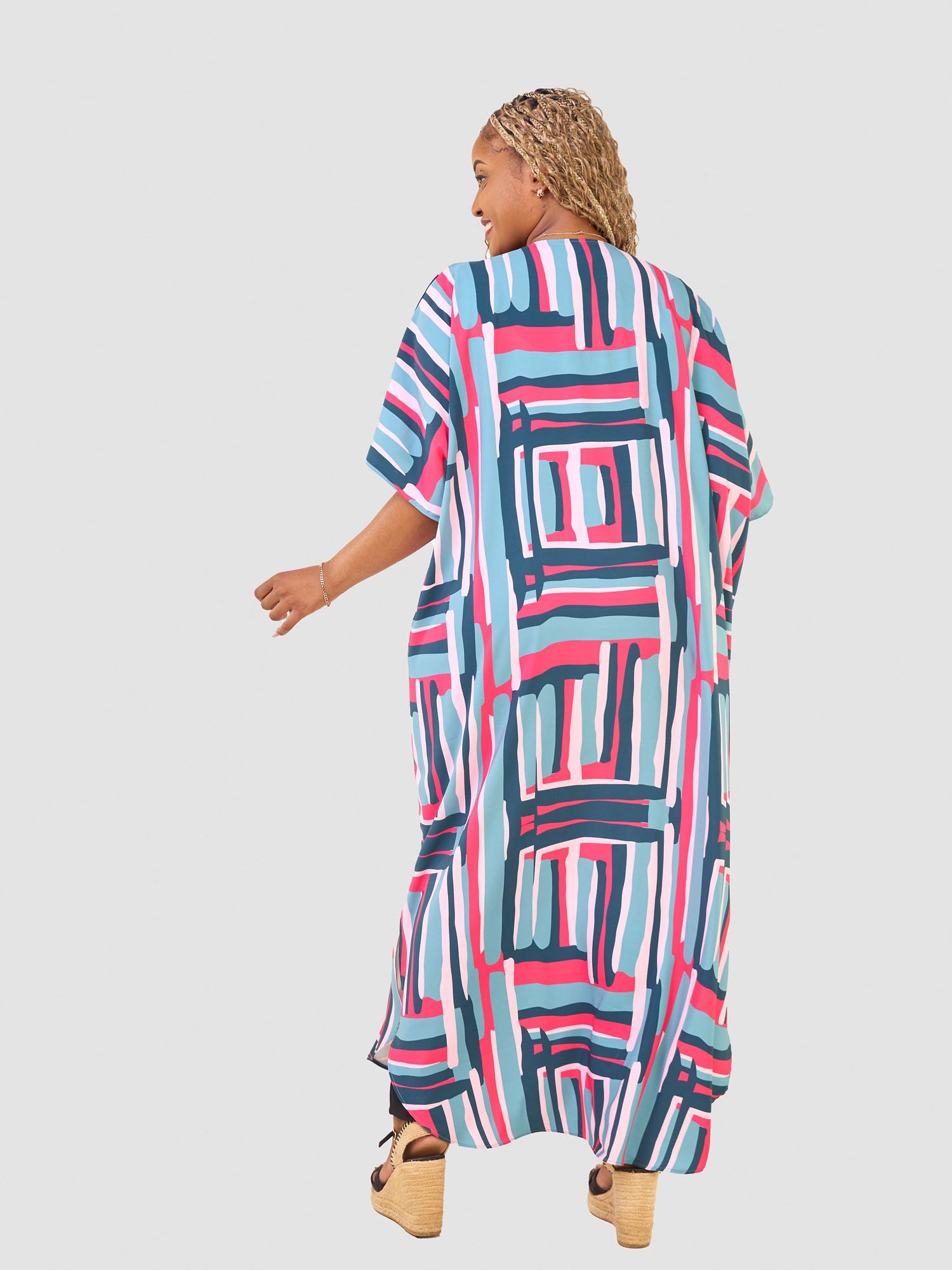 Vivo Hadiya Kimono - Olive / Pink Hadi Print